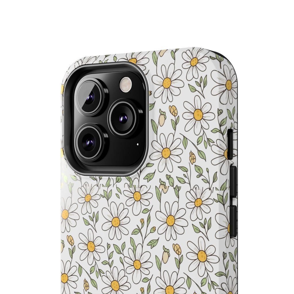 Daisy Floral Tough Phone Case — Protective White Spring Pattern