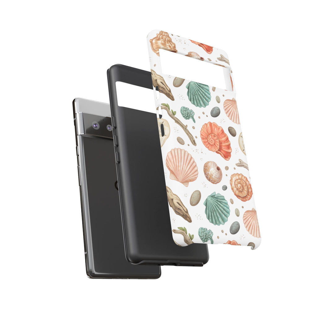Seashell Pattern Phone Case - Coastal Beach Shells Protective Tough Case