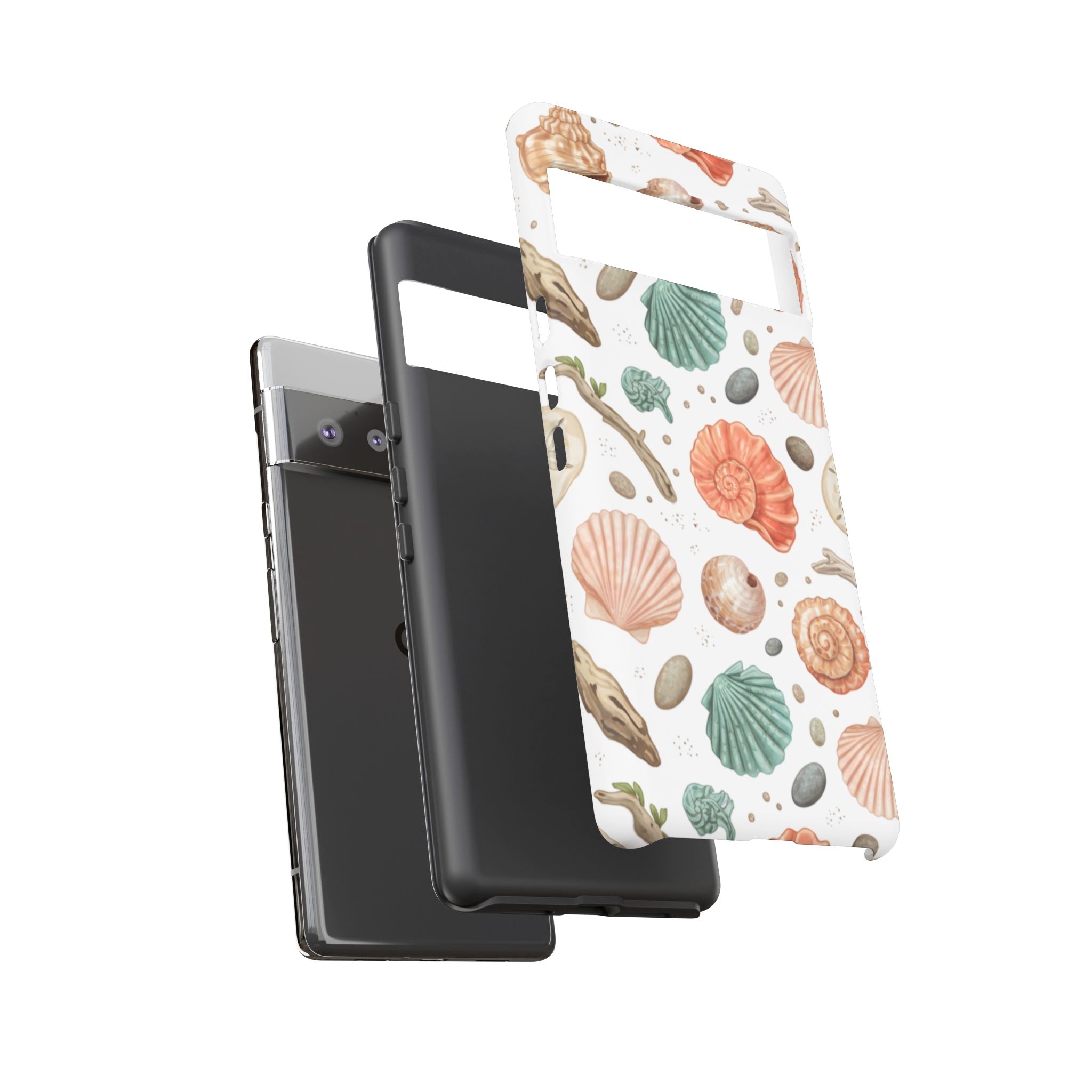 Seashell Pattern Phone Case - Coastal Beach Shells Protective Tough Case
