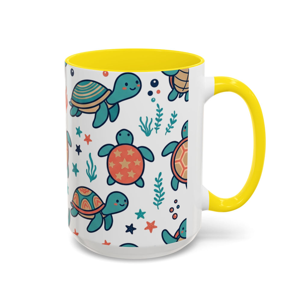 Turtle Pattern Coffee Mug — Cute Sea Turtle Accent Mug (11/15oz)