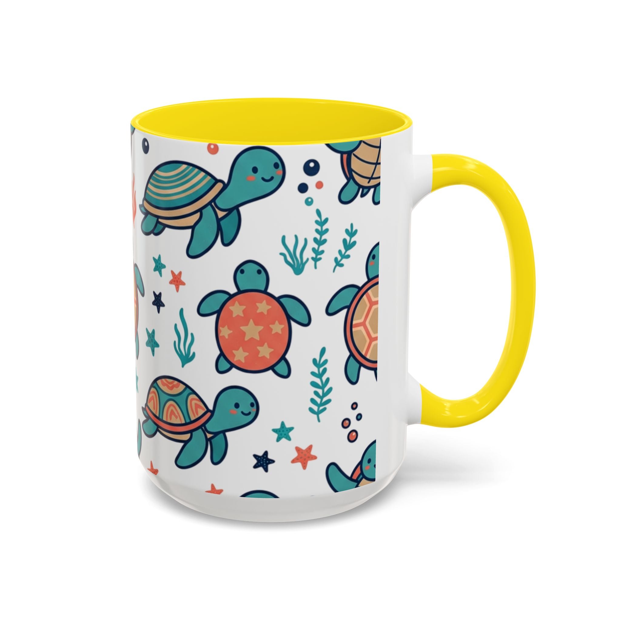 Turtle Pattern Coffee Mug — Cute Sea Turtle Accent Mug (11/15oz)