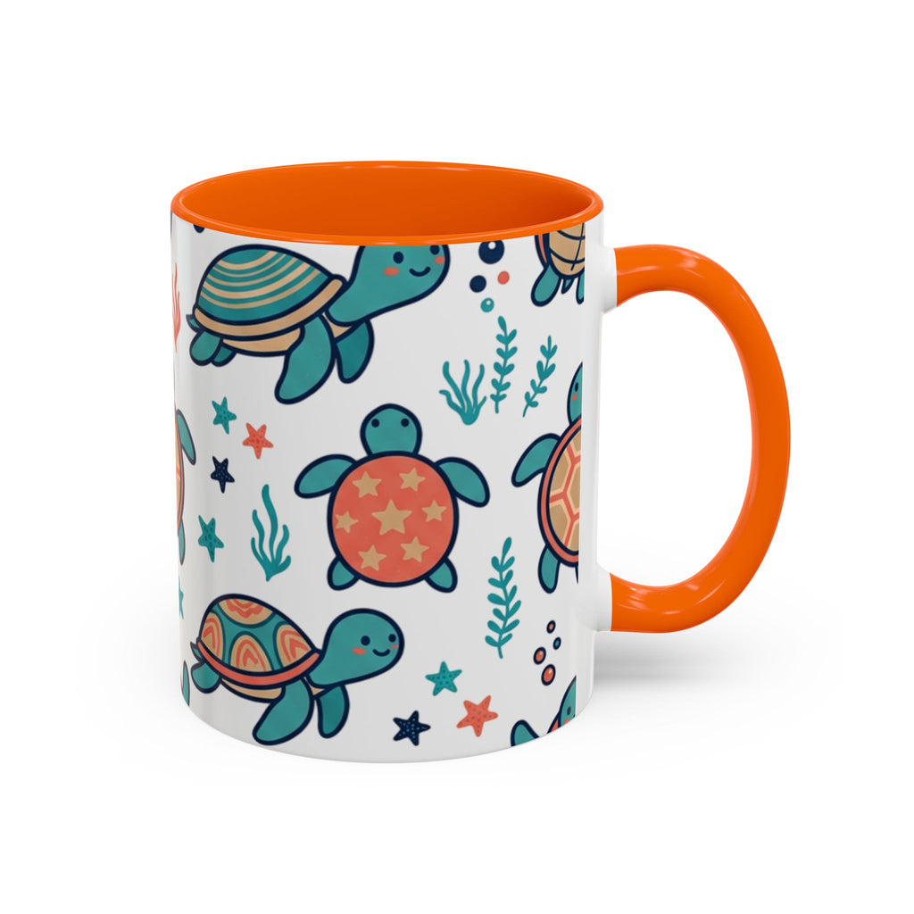 Turtle Pattern Coffee Mug — Cute Sea Turtle Accent Mug (11/15oz)