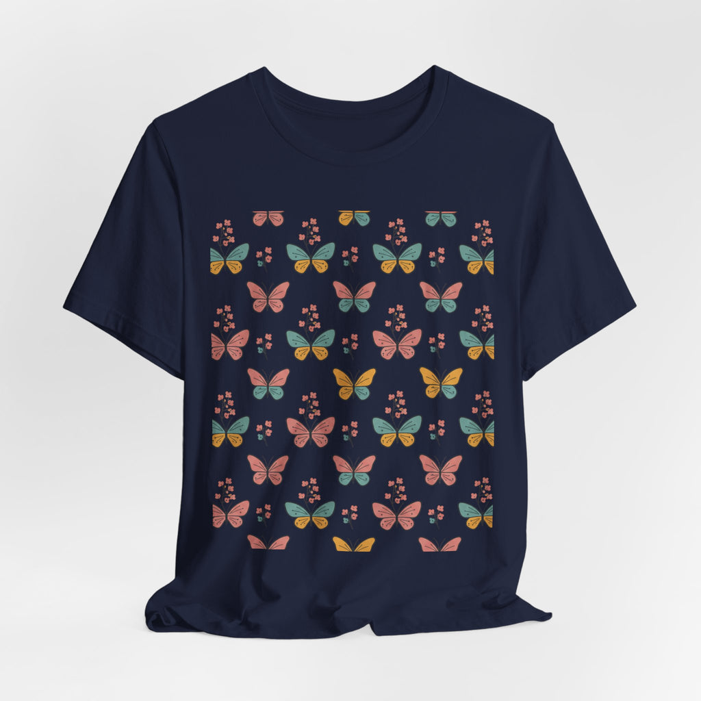 Butterfly Pattern Tee — Pastel Moth Floral Unisex T-Shirt