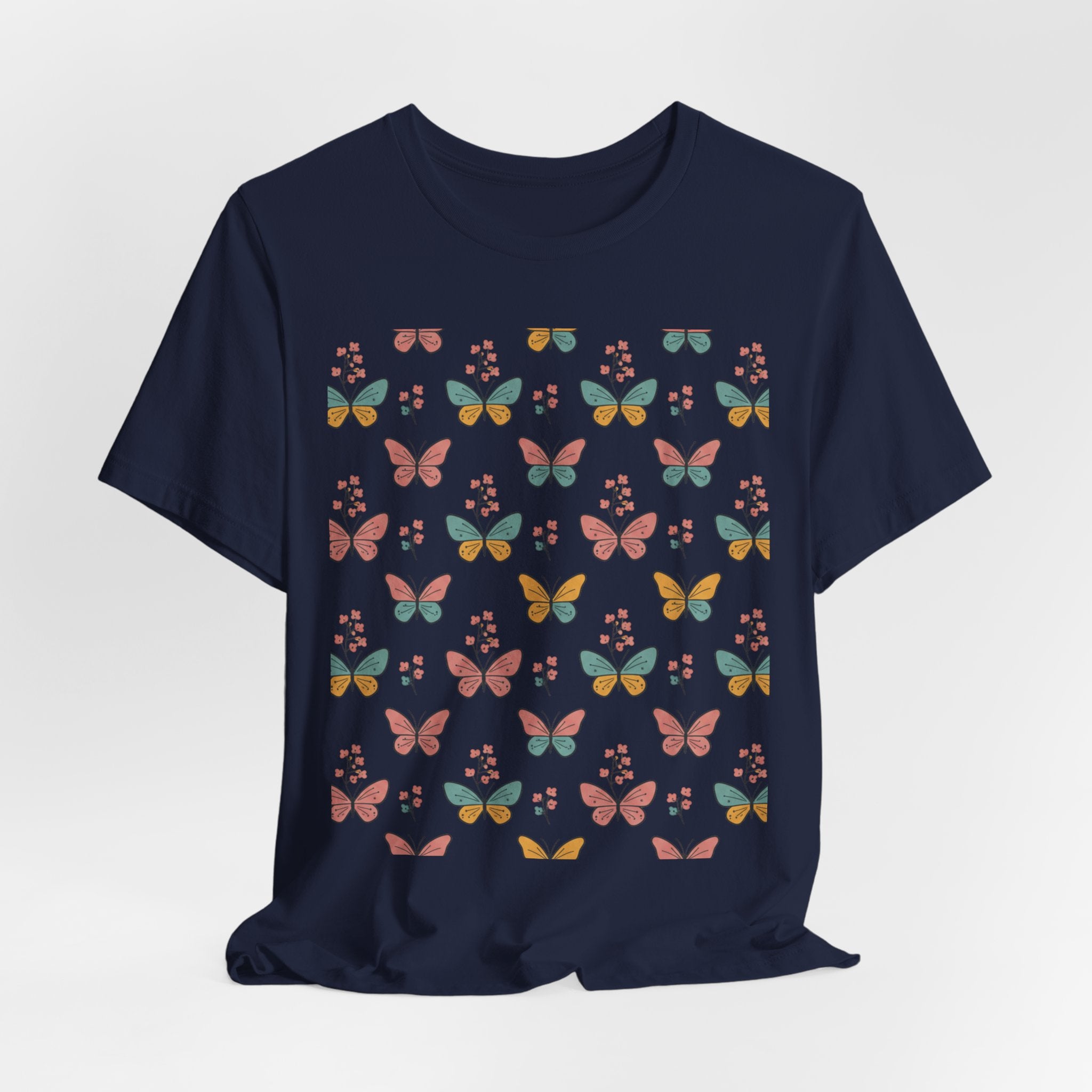 Butterfly Pattern Tee — Pastel Moth Floral Unisex T-Shirt