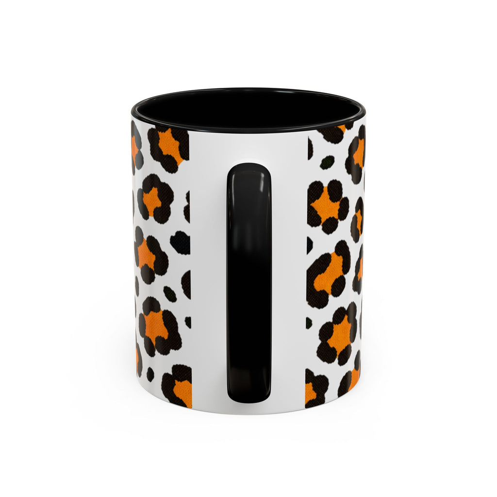 Leopard Print Accent Coffee Mug - Orange & Black Pattern 11/15oz