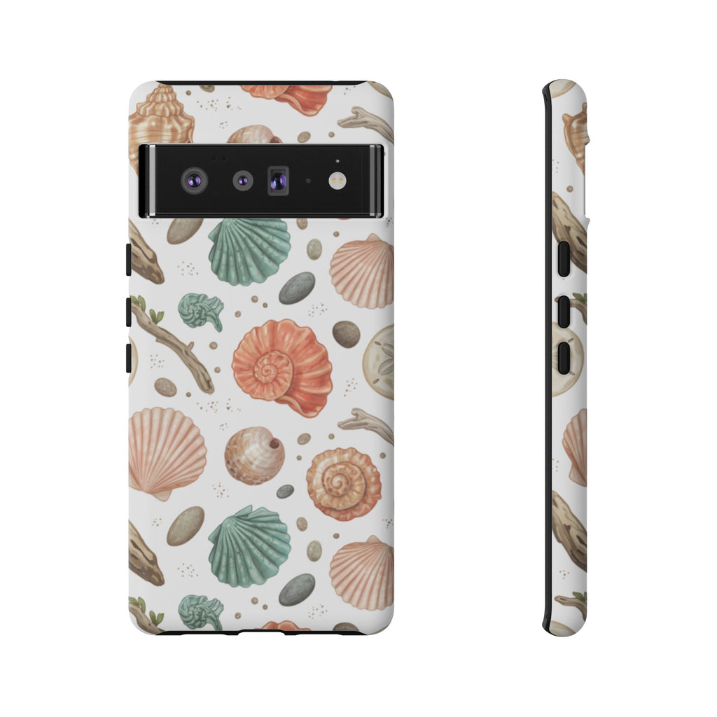 Seashell Pattern Phone Case - Coastal Beach Shells Protective Tough Case