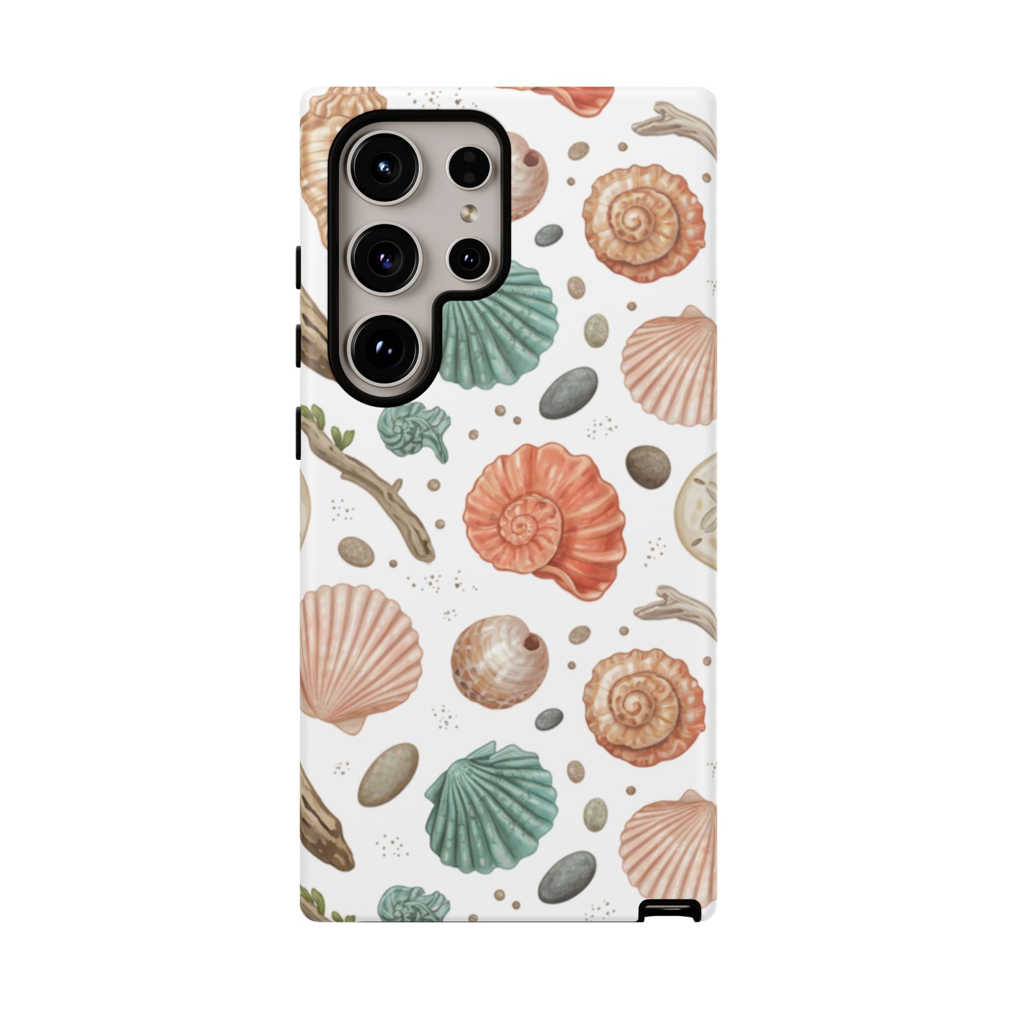Seashell Pattern Phone Case - Coastal Beach Shells Protective Tough Case