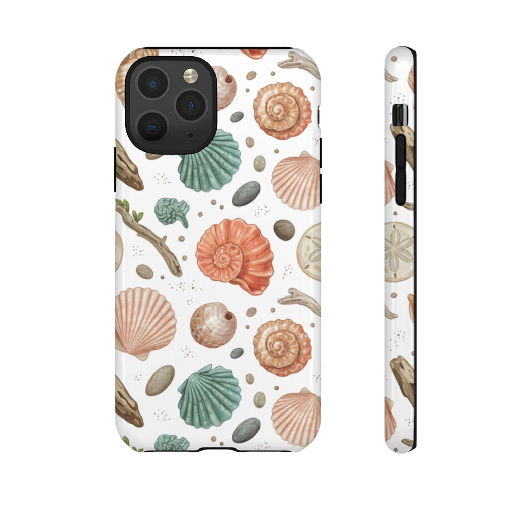Seashell Pattern Phone Case - Coastal Beach Shells Protective Tough Case