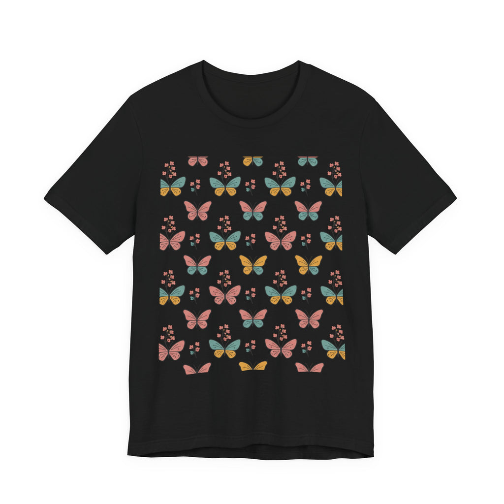 Butterfly Pattern Tee — Pastel Moth Floral Unisex T-Shirt