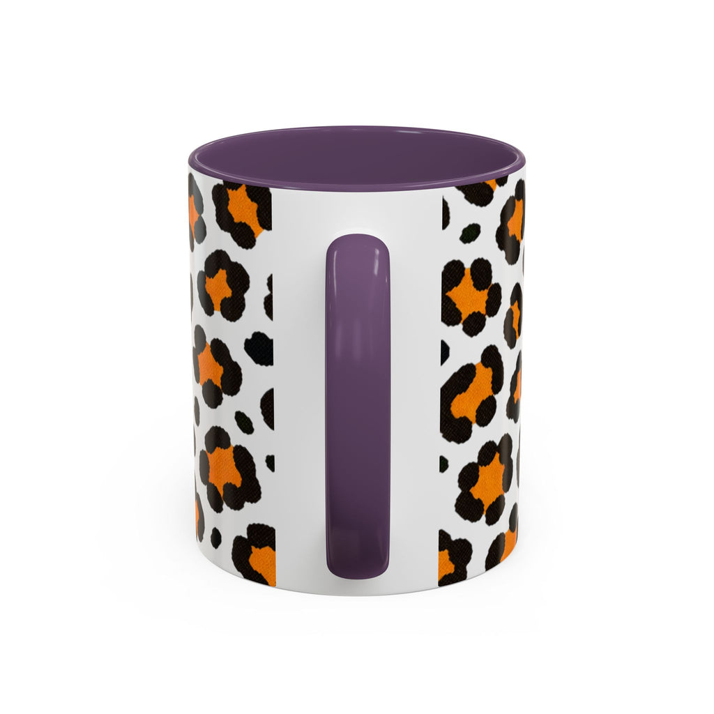 Leopard Print Accent Coffee Mug - Orange & Black Pattern 11/15oz