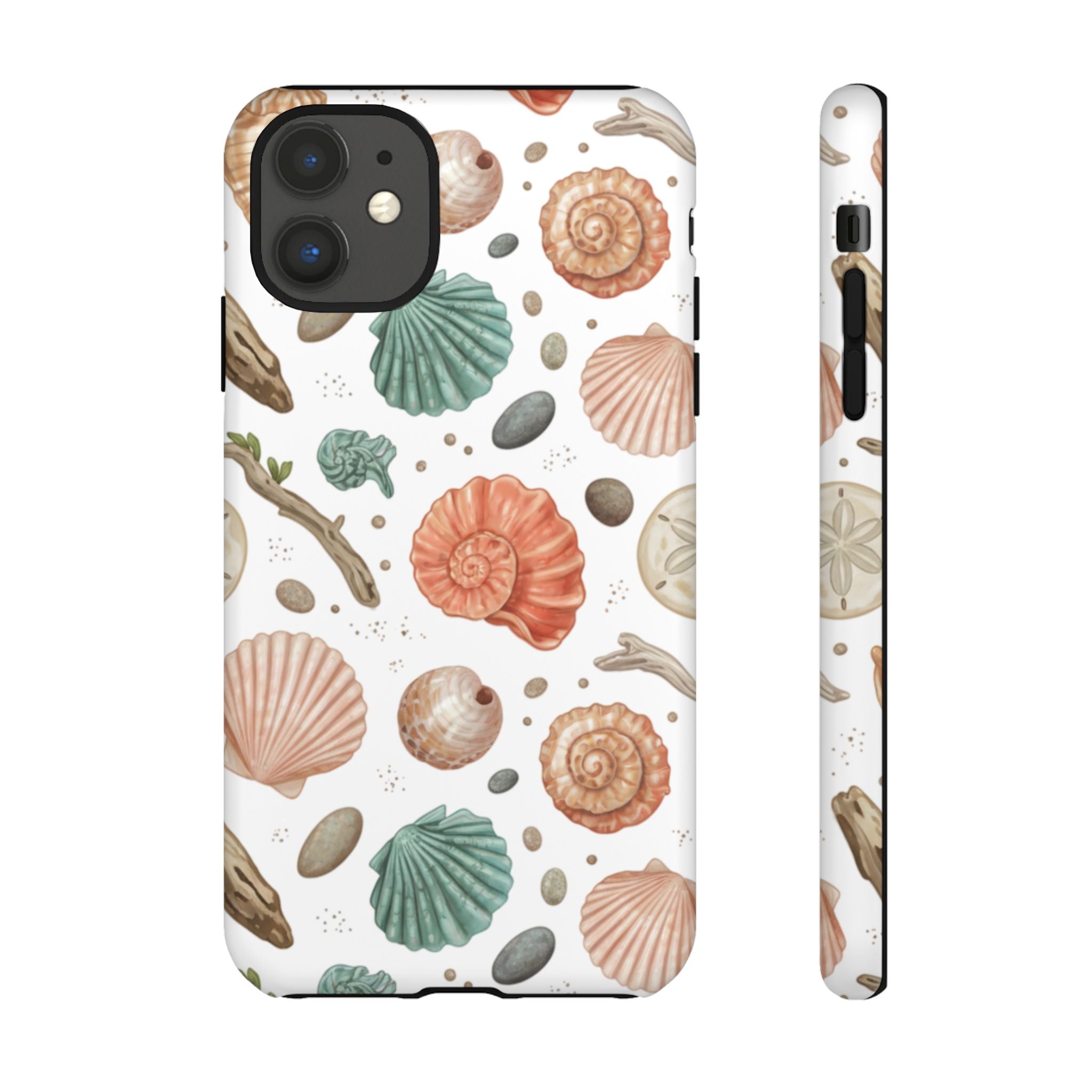 Seashell Pattern Phone Case - Coastal Beach Shells Protective Tough Case