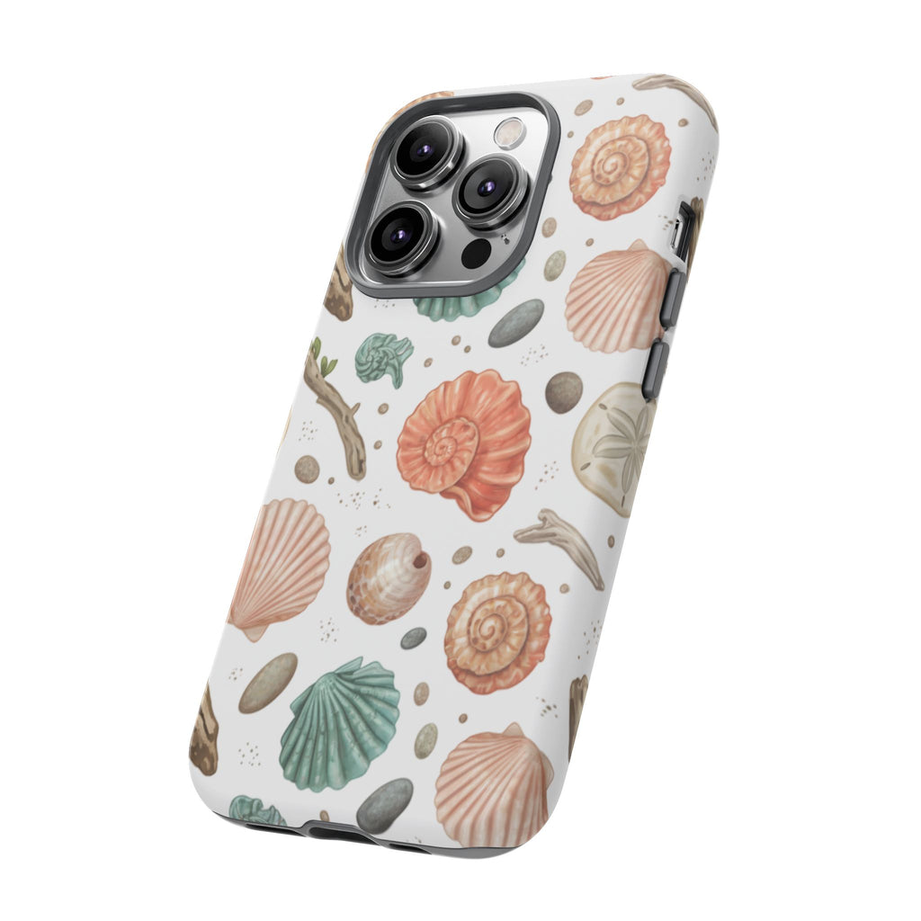 Seashell Pattern Phone Case - Coastal Beach Shells Protective Tough Case