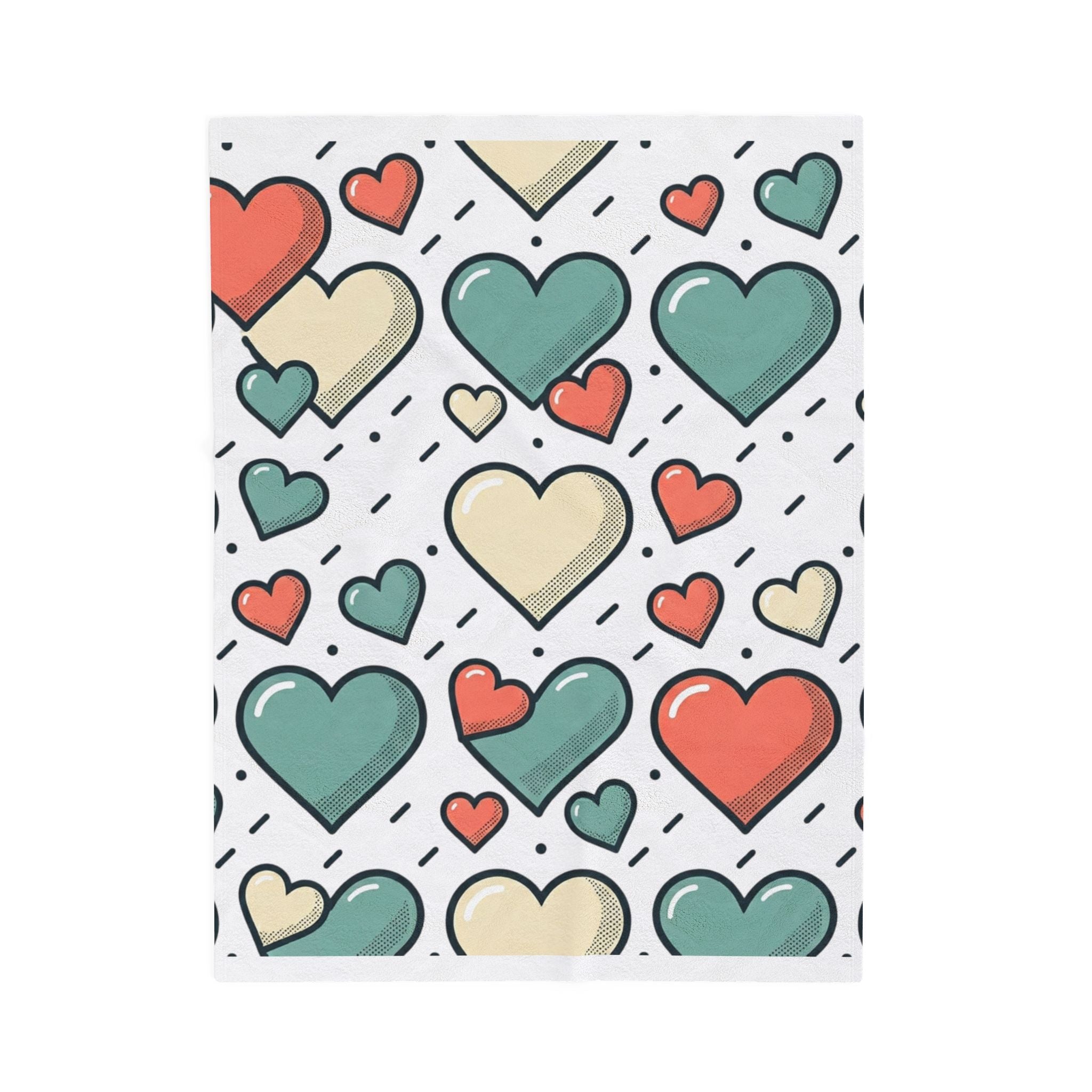 Plush Heart Pattern Velveteen Blanket – Cozy Valentine Throw