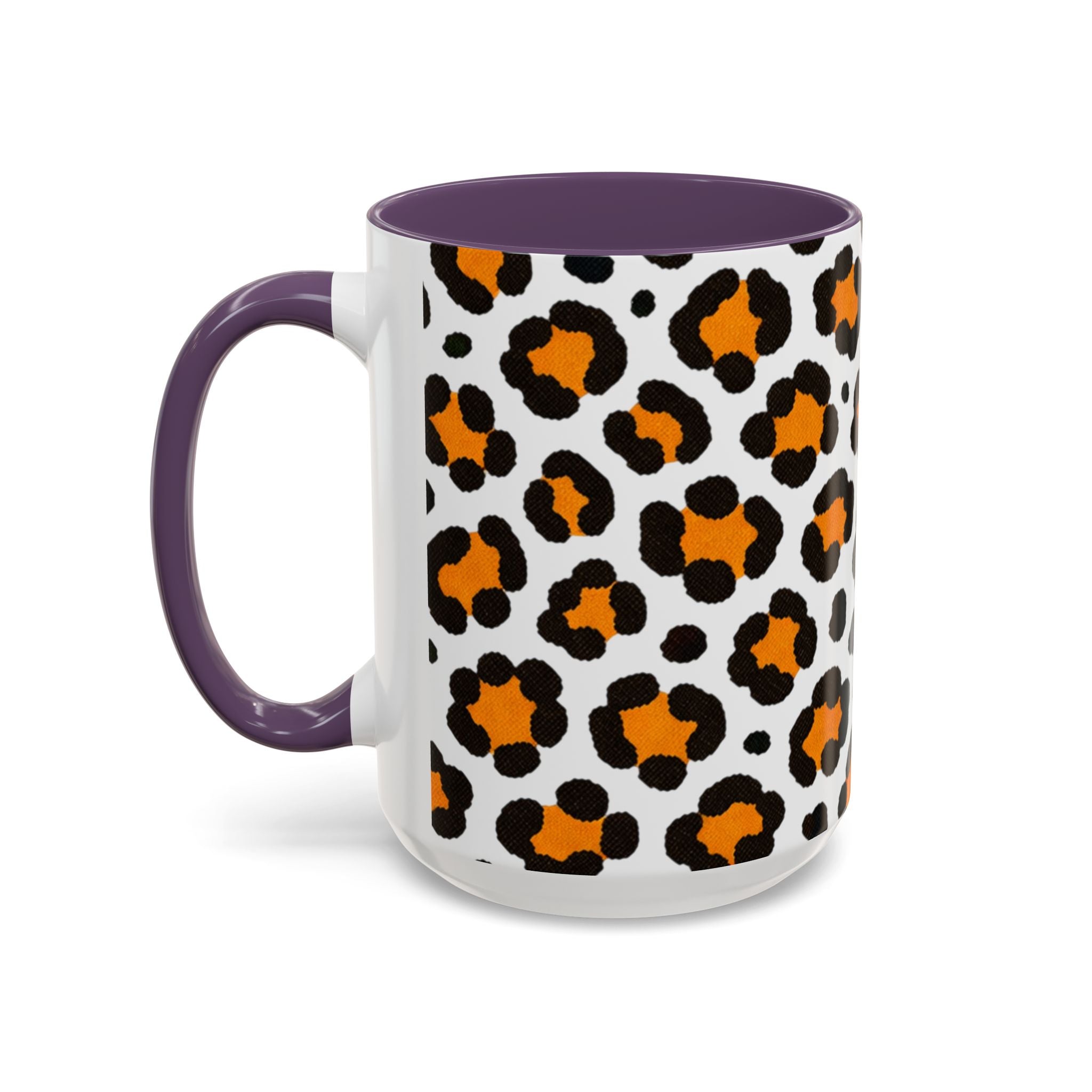 Leopard Print Accent Coffee Mug - Orange & Black Pattern 11/15oz