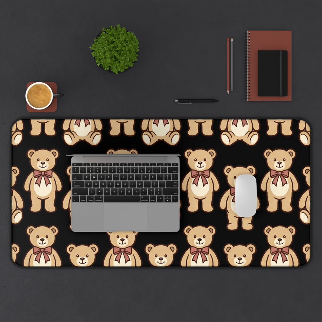 Teddy Bear Pattern Desk Mat – Cute Plush Toy Mousepad for Kids & Home Office