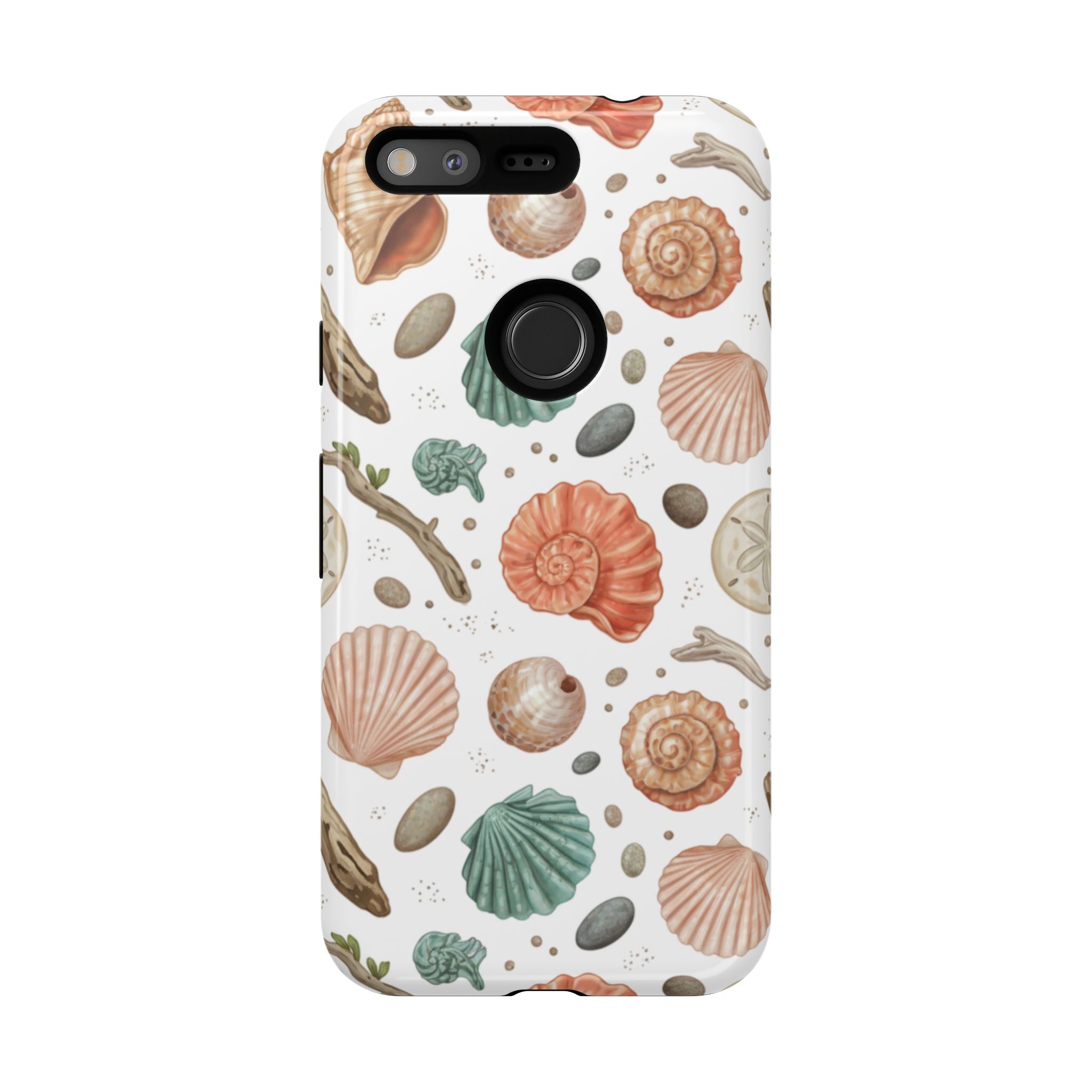Seashell Pattern Phone Case - Coastal Beach Shells Protective Tough Case