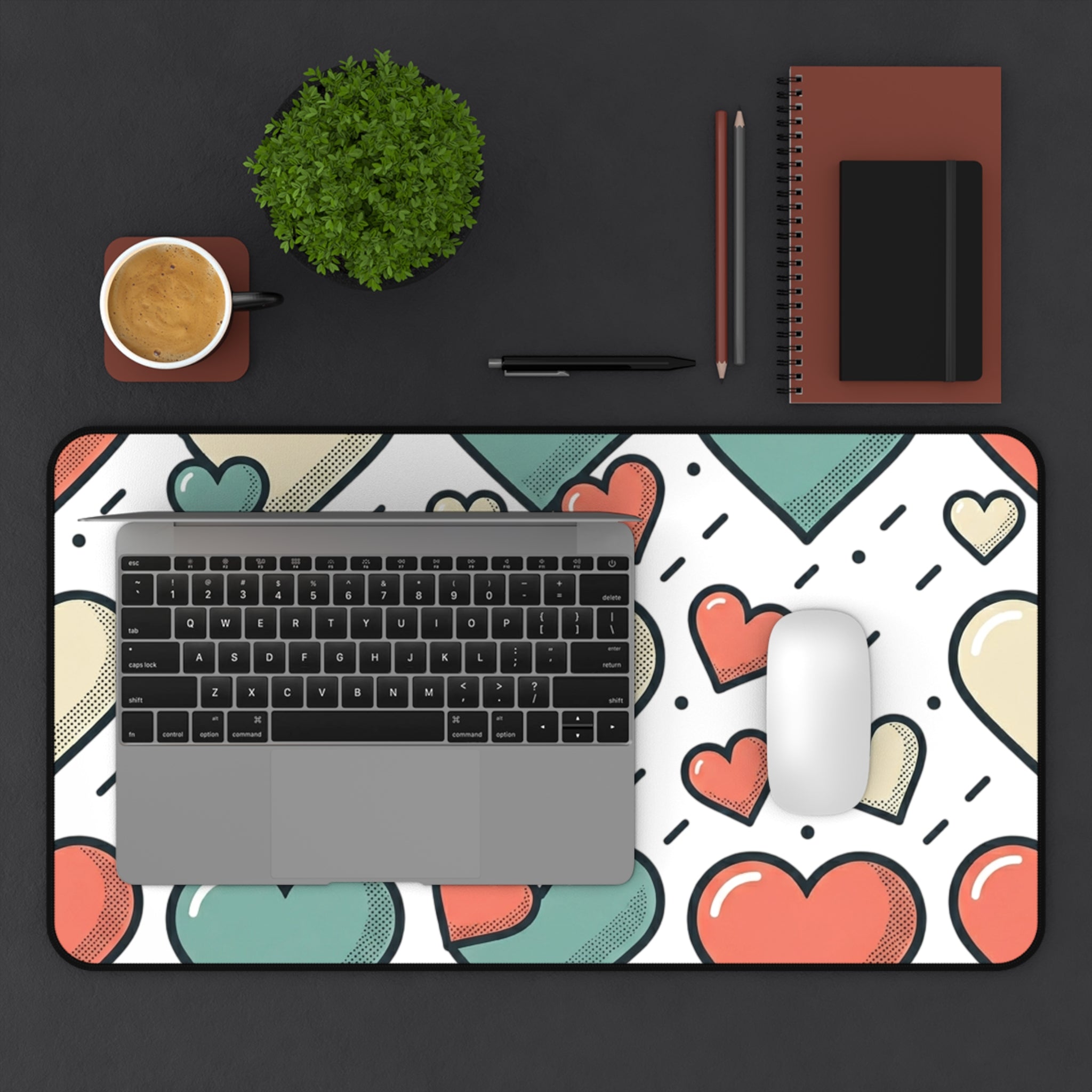 Heart Pattern Desk Mat — Cute Pastel Hearts Mouse Pad for Valentine’s Day & Everyday