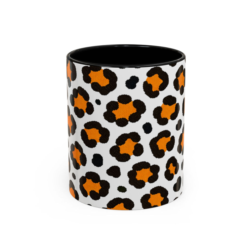 Leopard Print Accent Coffee Mug - Orange & Black Pattern 11/15oz