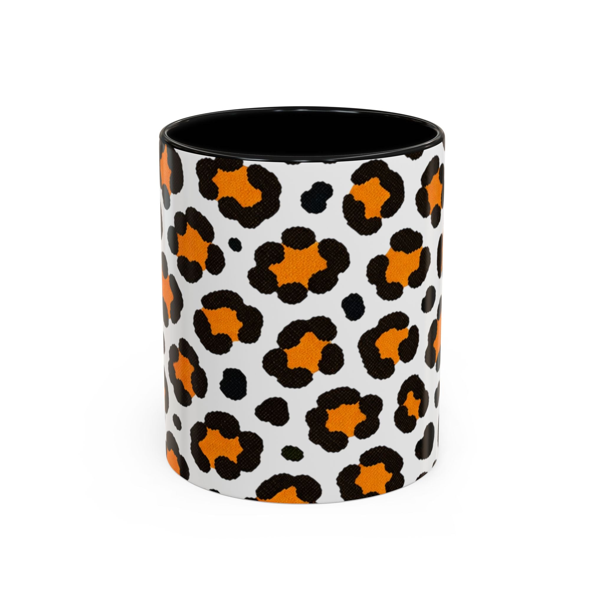 Leopard Print Accent Coffee Mug - Orange & Black Pattern 11/15oz