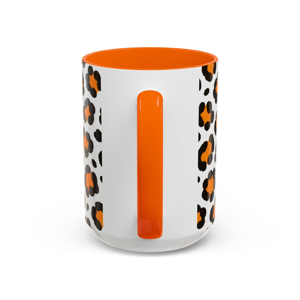 Leopard Print Accent Coffee Mug - Orange & Black Pattern 11/15oz
