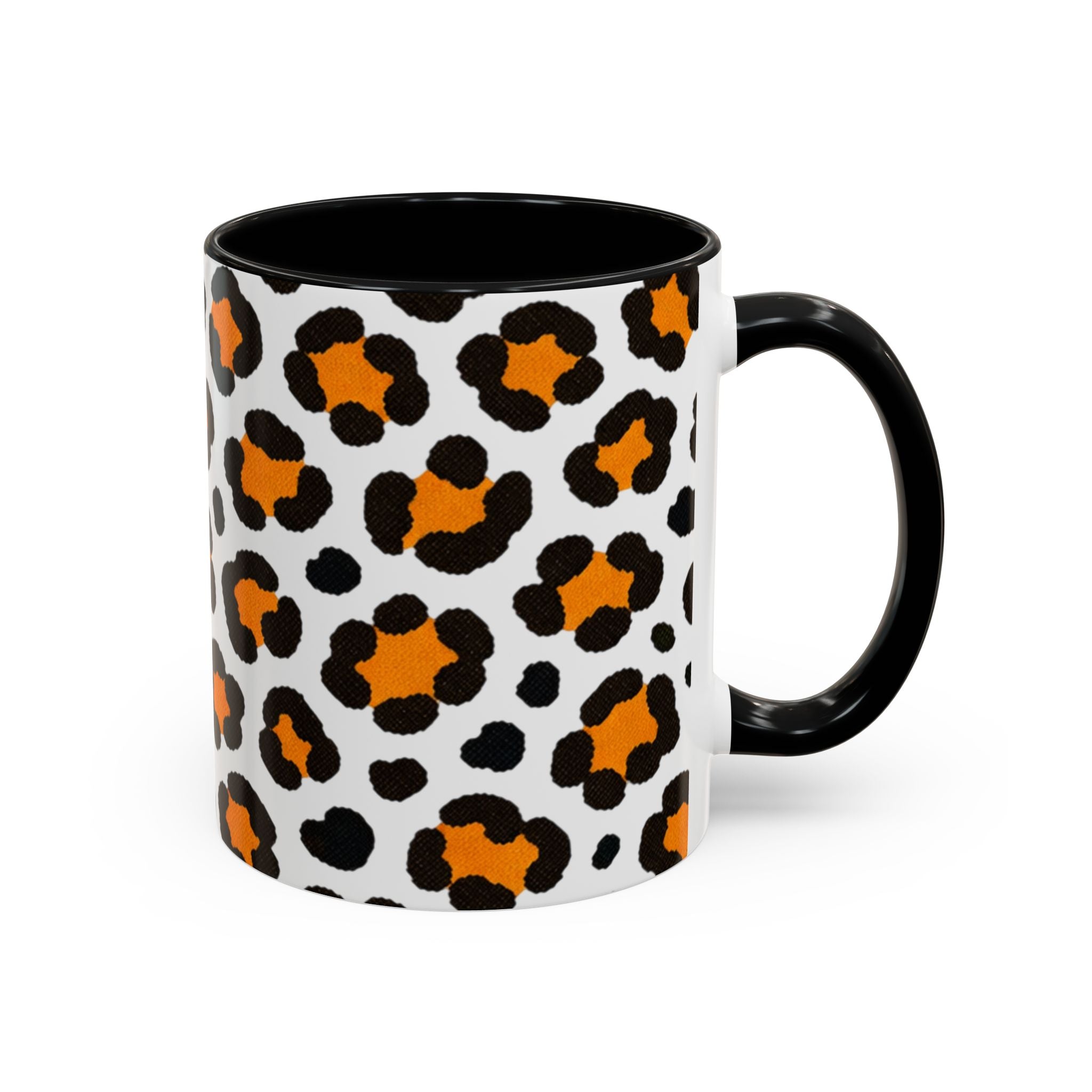 Leopard Print Accent Coffee Mug - Orange & Black Pattern 11/15oz