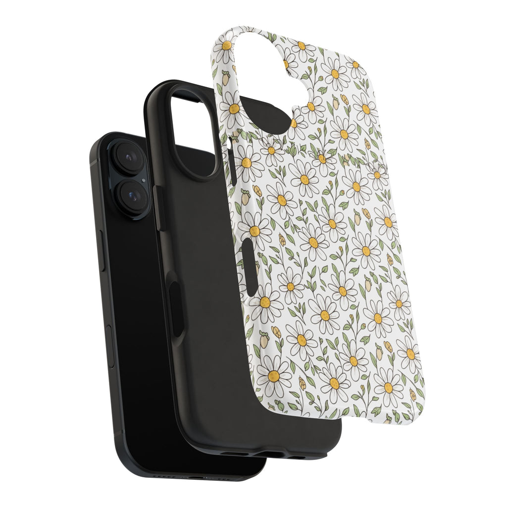 Daisy Floral Tough Phone Case — Protective White Spring Pattern