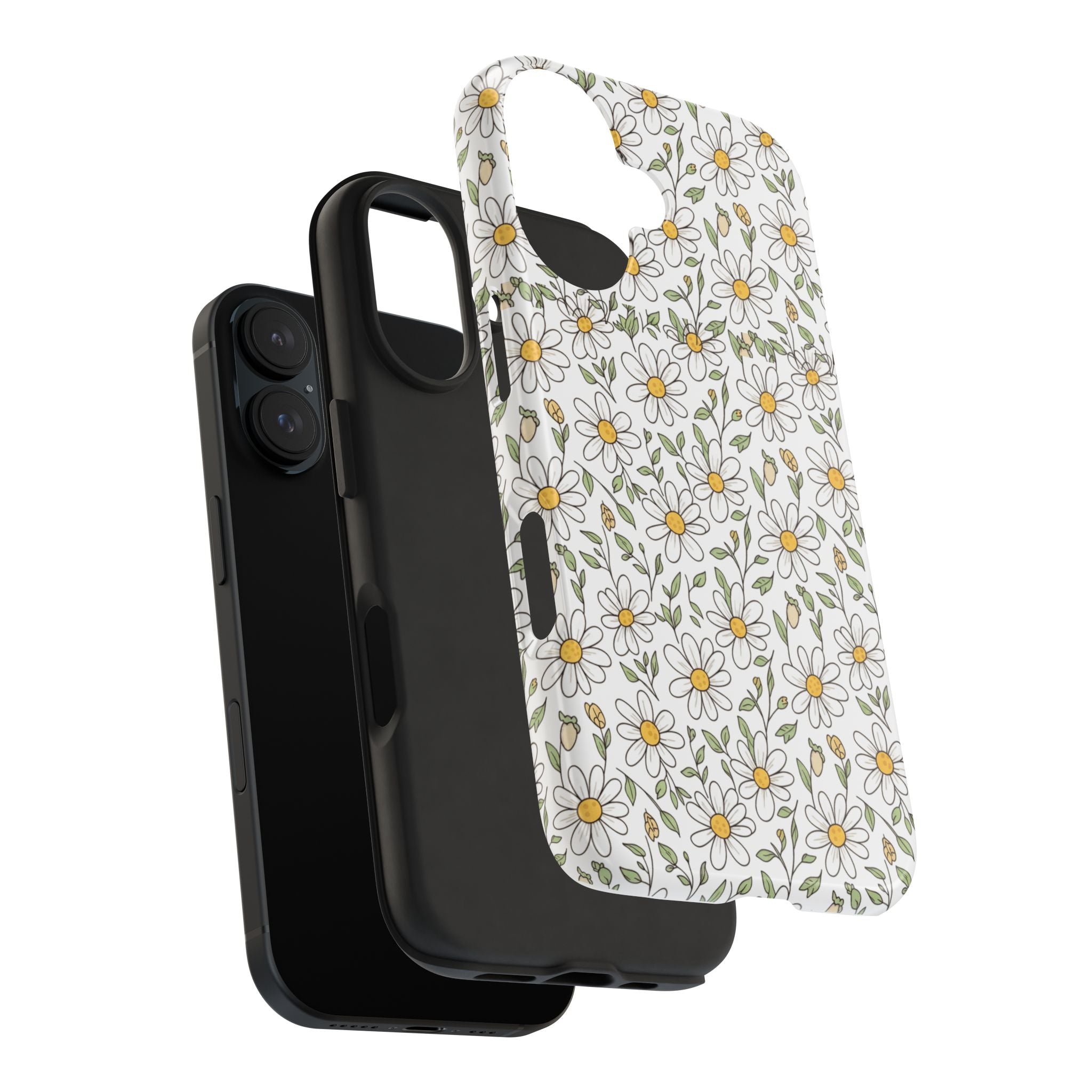 Daisy Floral Tough Phone Case — Protective White Spring Pattern