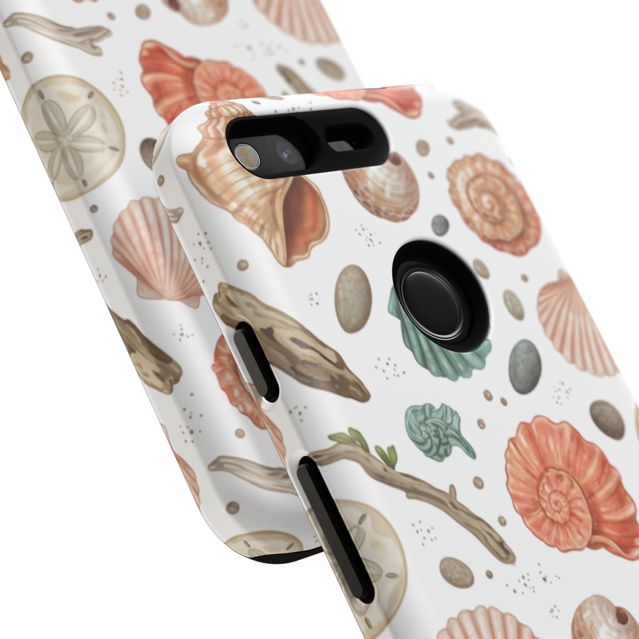 Seashell Pattern Phone Case - Coastal Beach Shells Protective Tough Case