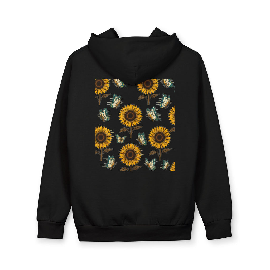 Sunflower Pattern Hoodie — Floral Back Print Pullover
