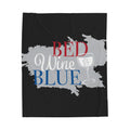 Velveteen Plush Blanket — "Bed Wine & Blue" Graphic Throw Blanket