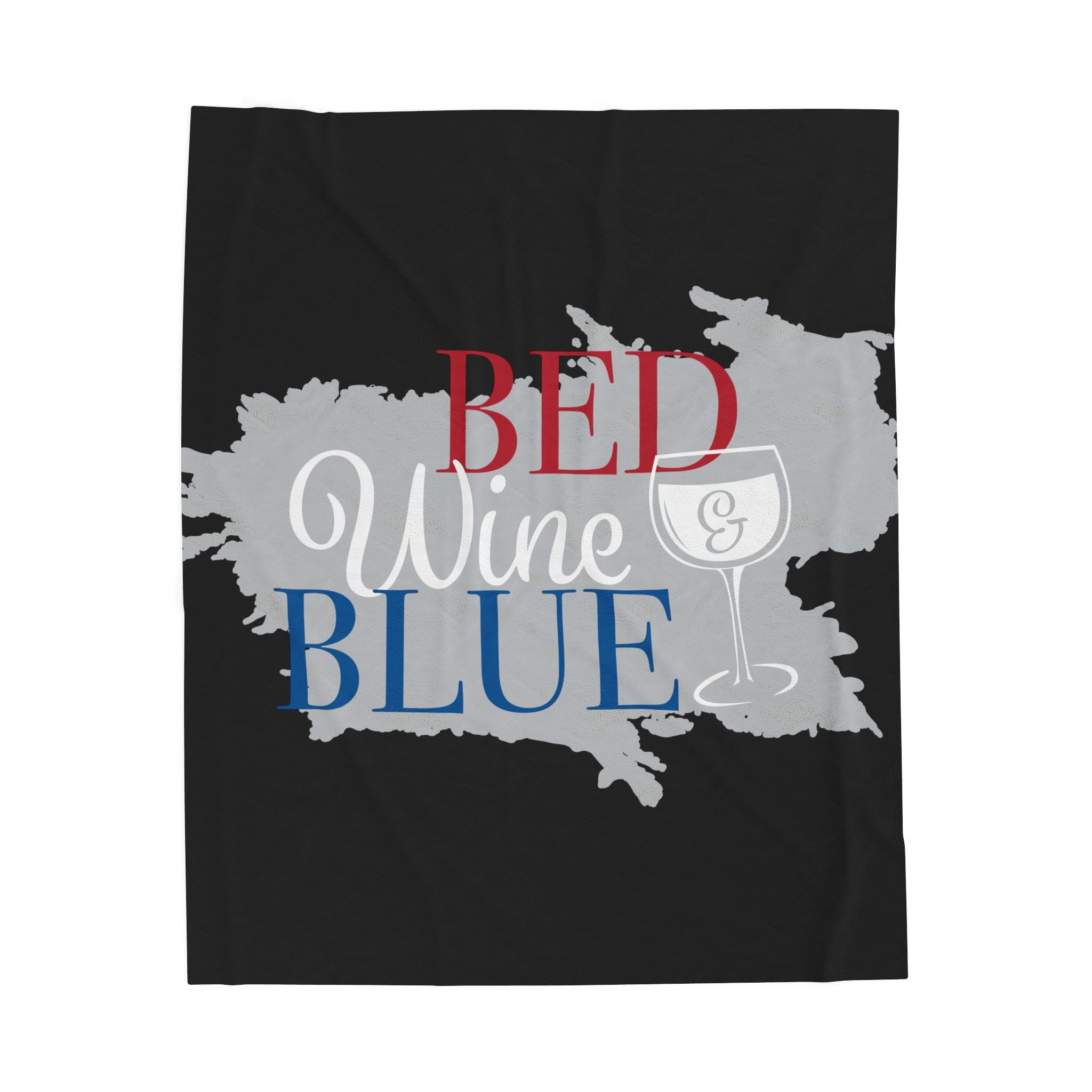 Velveteen Plush Blanket — "Bed Wine & Blue" Graphic Throw Blanket