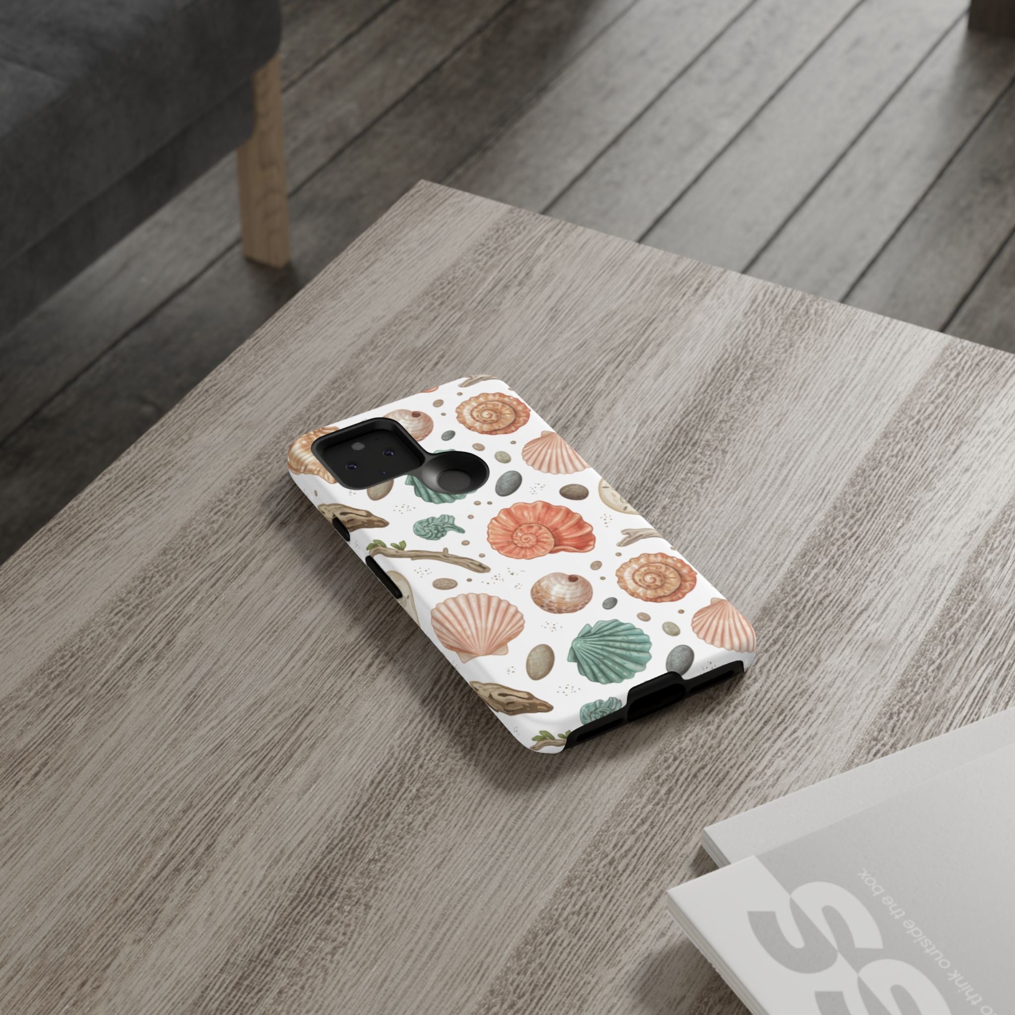 Seashell Pattern Phone Case - Coastal Beach Shells Protective Tough Case