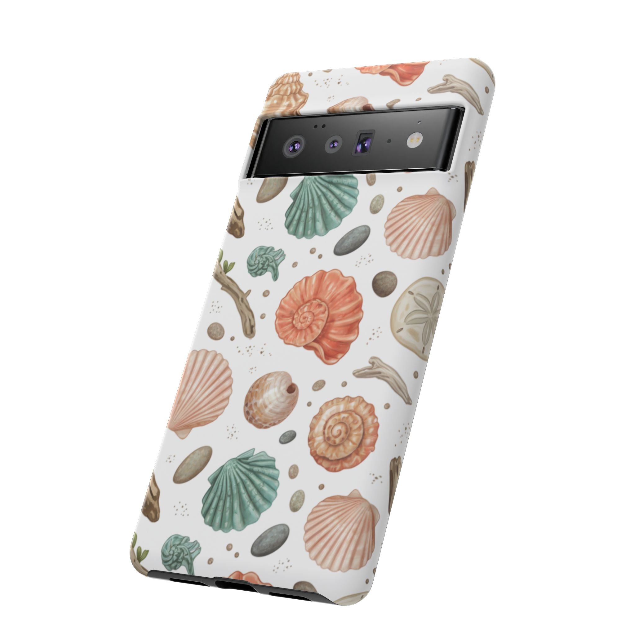 Seashell Pattern Phone Case - Coastal Beach Shells Protective Tough Case