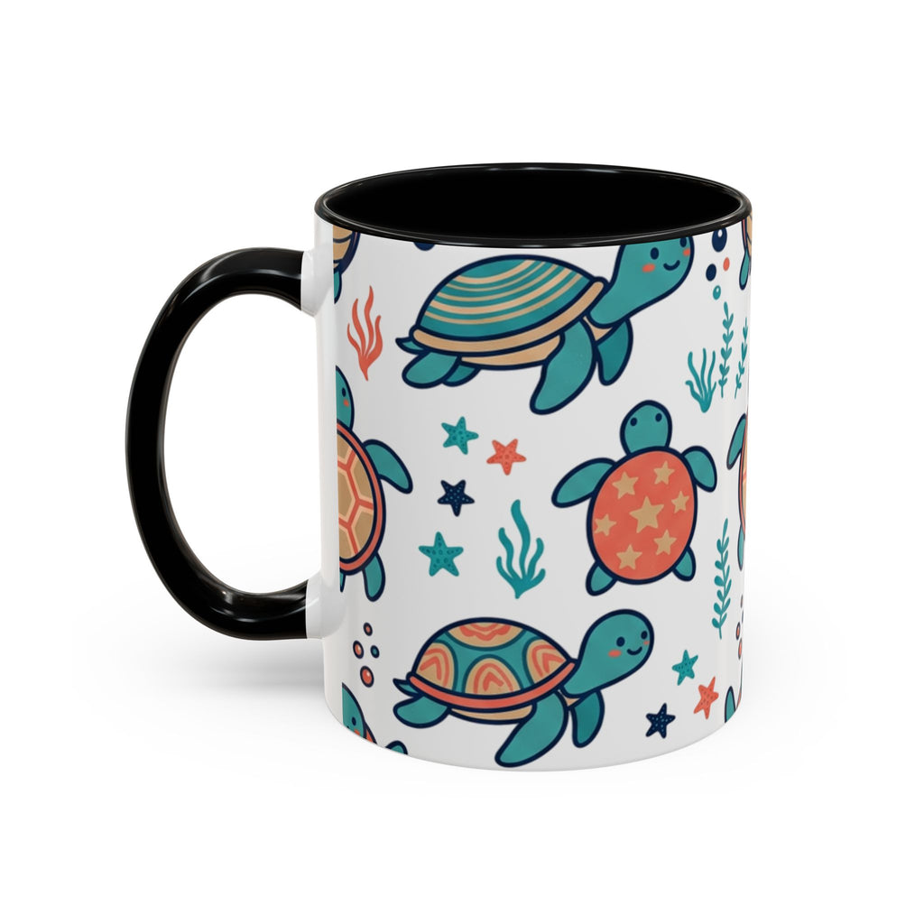 Turtle Pattern Coffee Mug — Cute Sea Turtle Accent Mug (11/15oz)