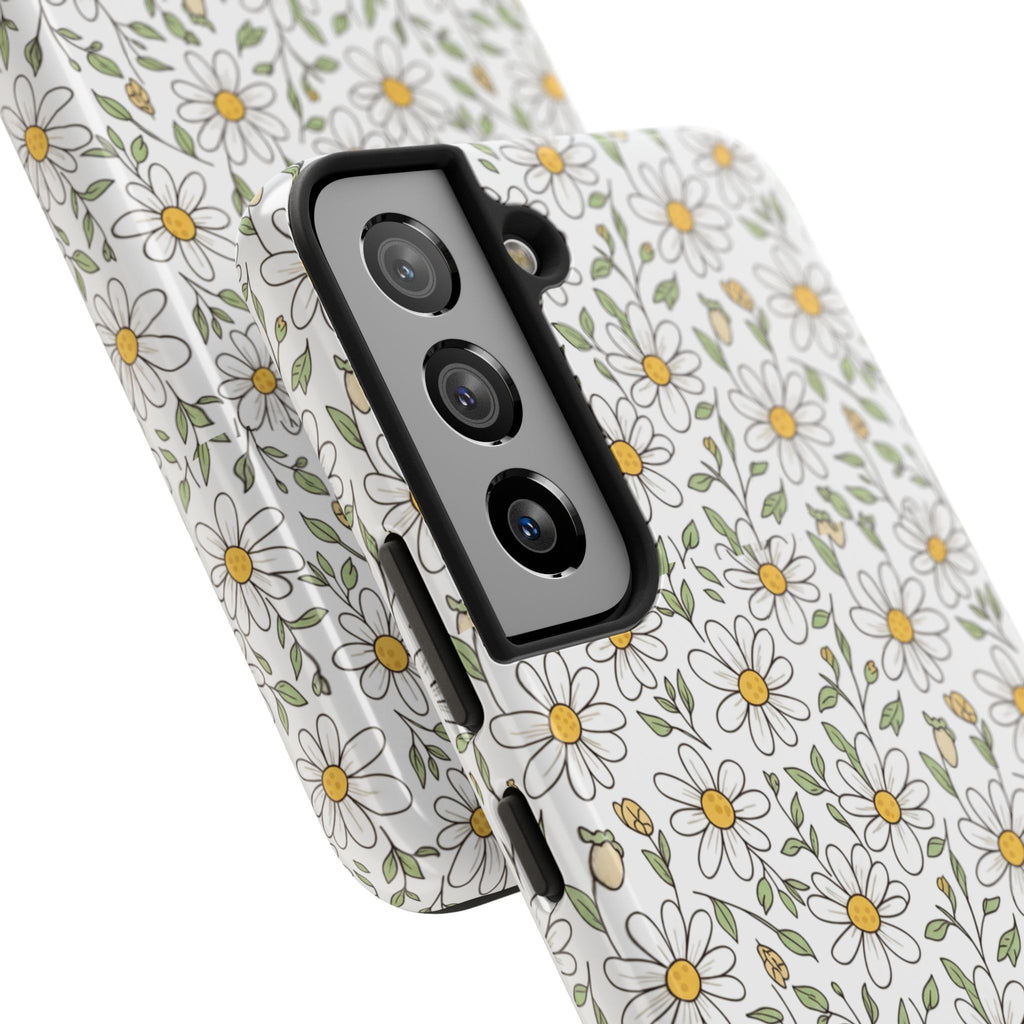 Daisy Floral Tough Phone Case — Protective White Spring Pattern