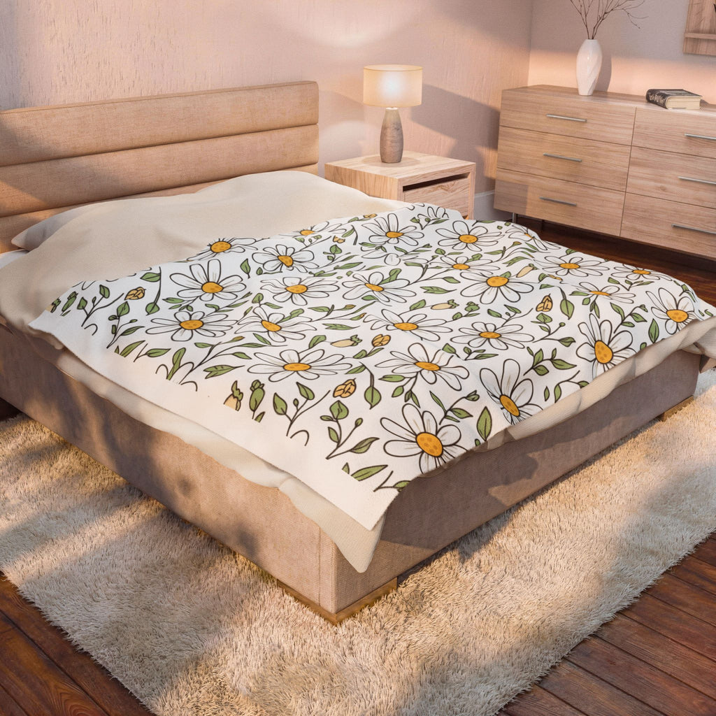 Daisy Floral Velveteen Plush Blanket