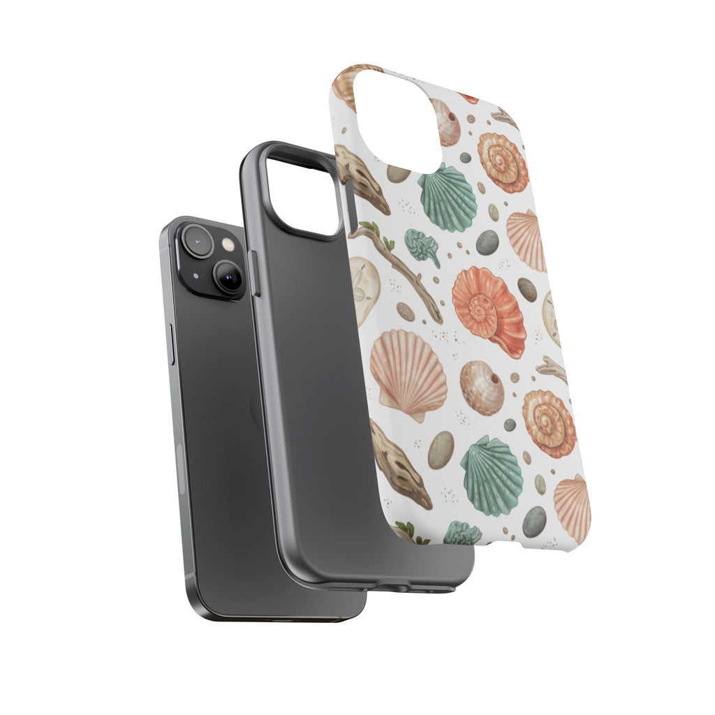 Seashell Pattern Phone Case - Coastal Beach Shells Protective Tough Case