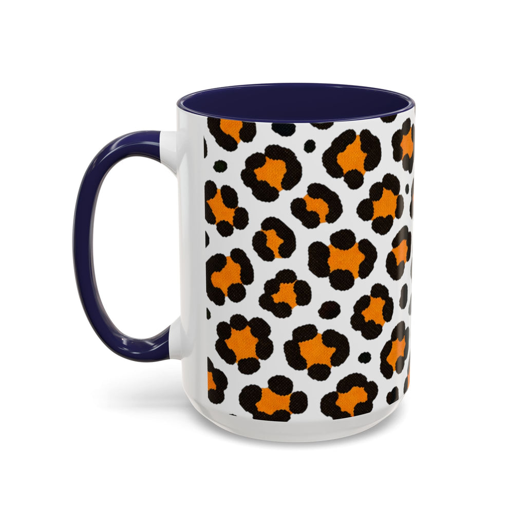 Leopard Print Accent Coffee Mug - Orange & Black Pattern 11/15oz