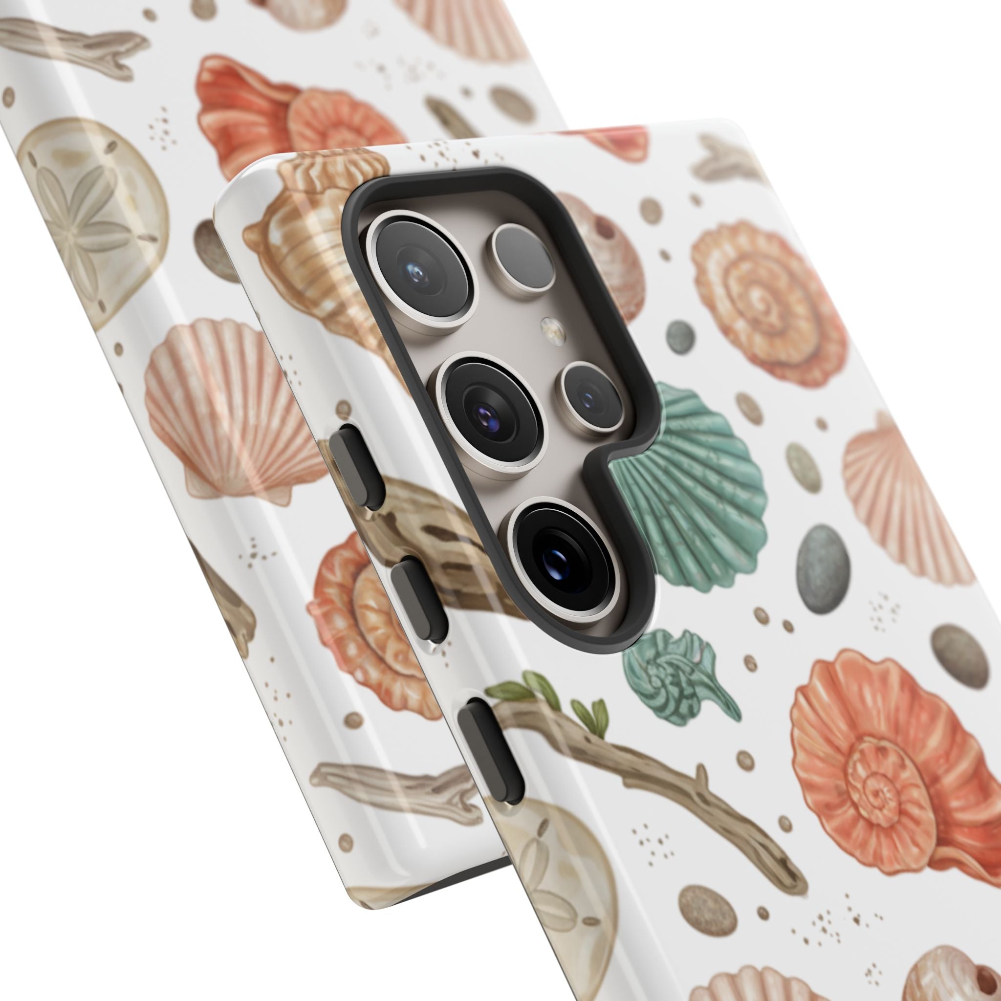 Seashell Pattern Phone Case - Coastal Beach Shells Protective Tough Case