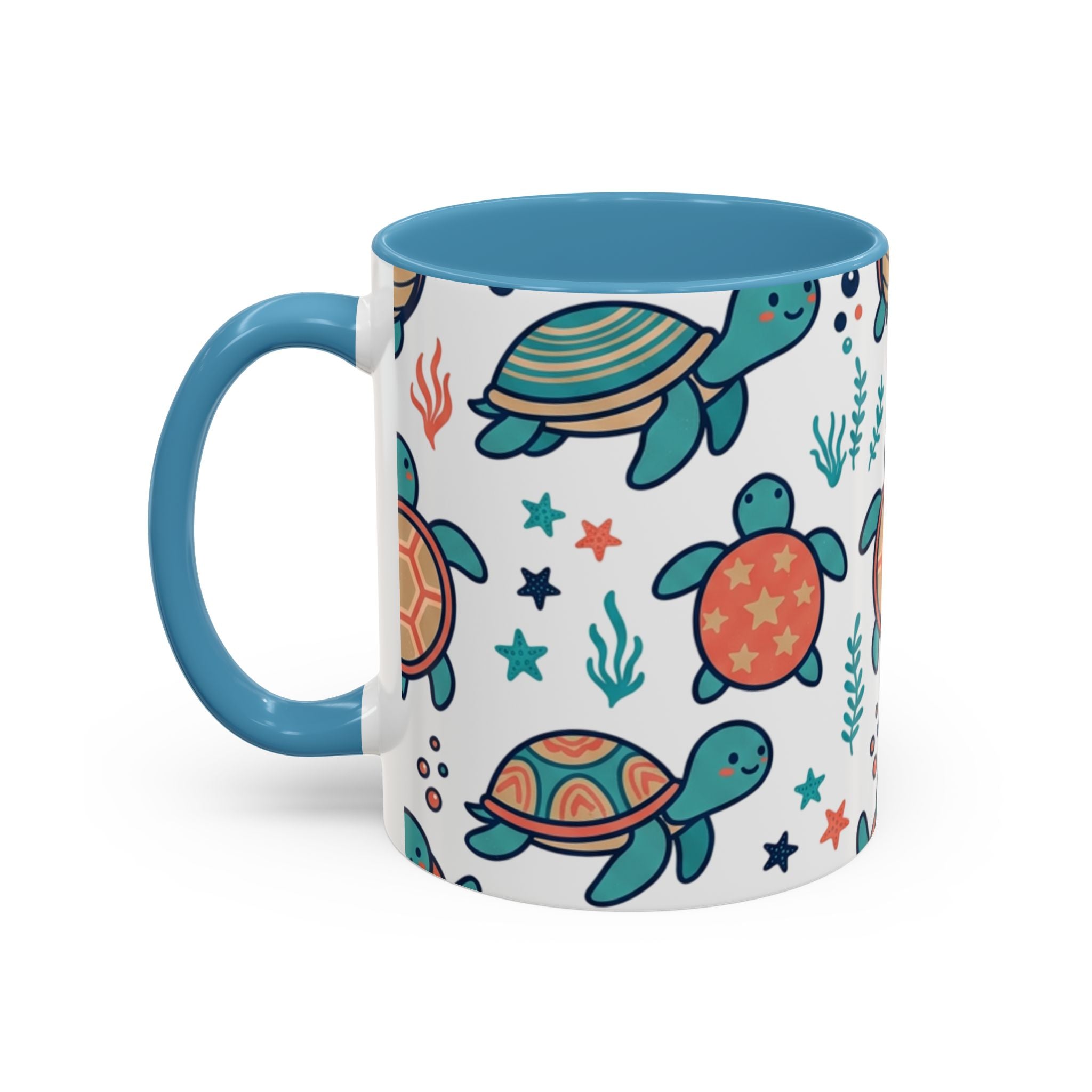 Turtle Pattern Coffee Mug — Cute Sea Turtle Accent Mug (11/15oz)