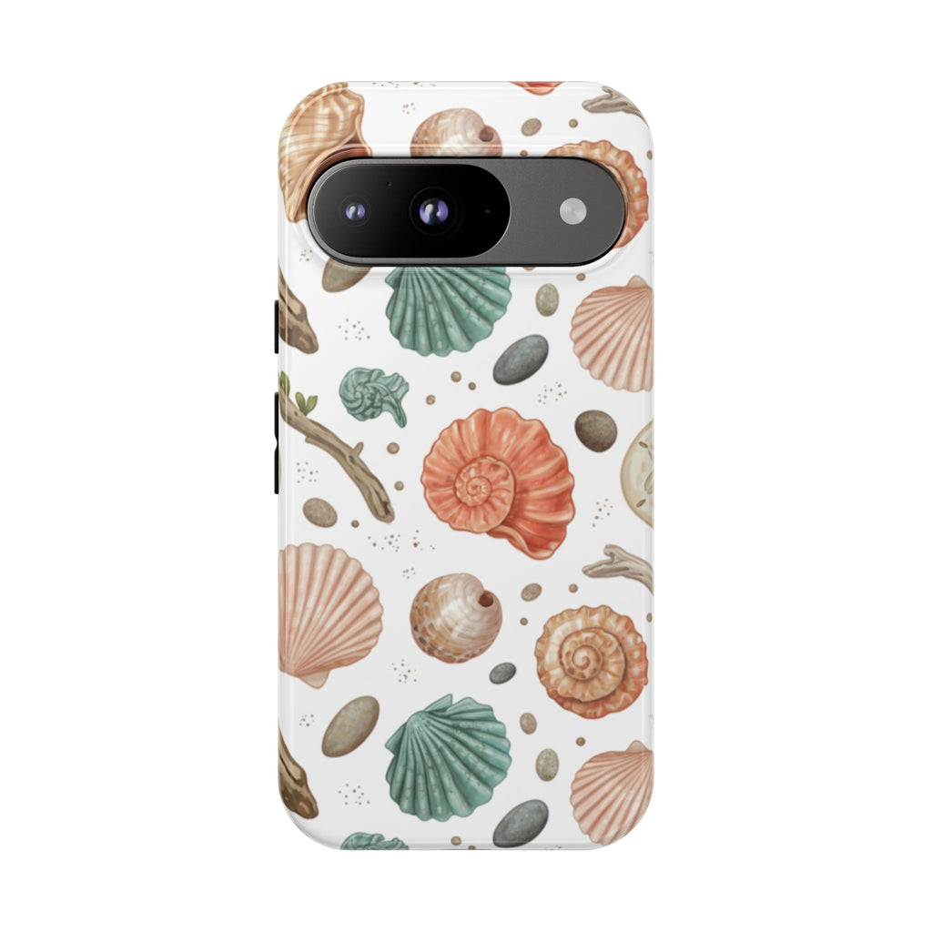 Seashell Pattern Phone Case - Coastal Beach Shells Protective Tough Case