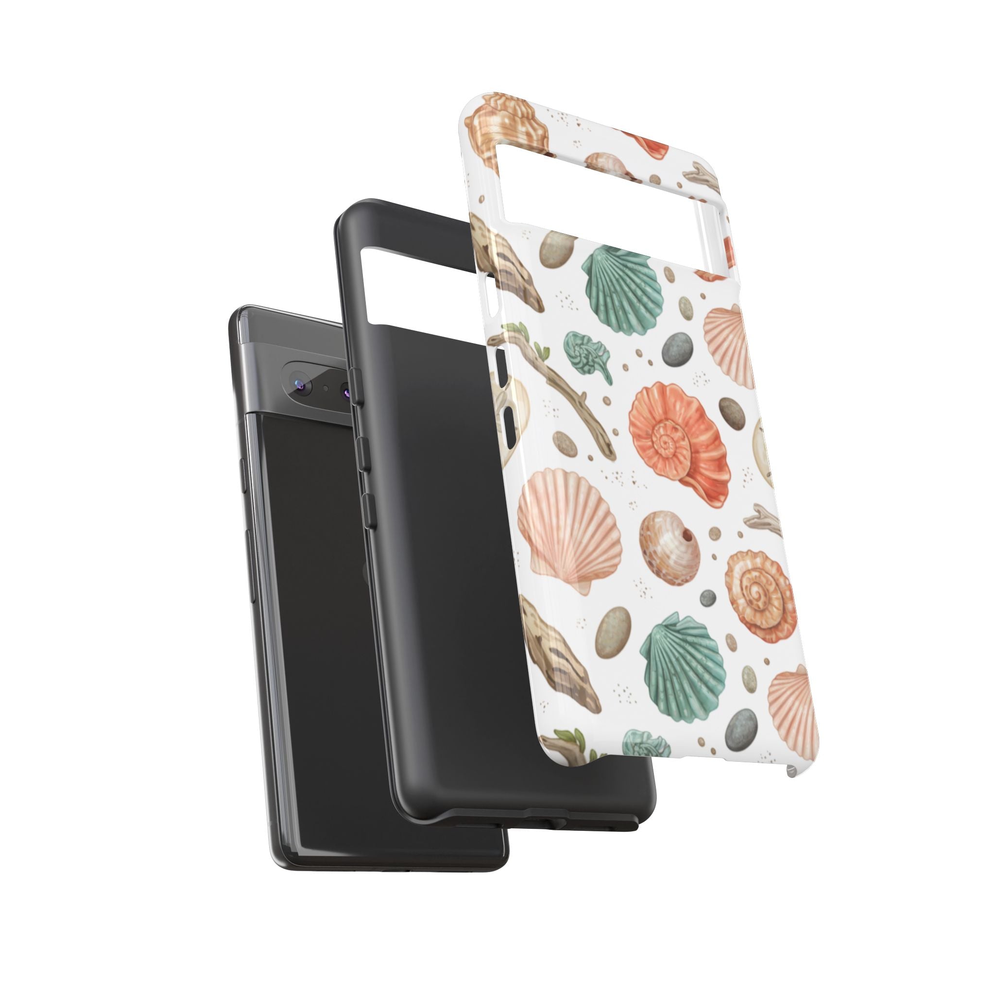 Seashell Pattern Phone Case - Coastal Beach Shells Protective Tough Case