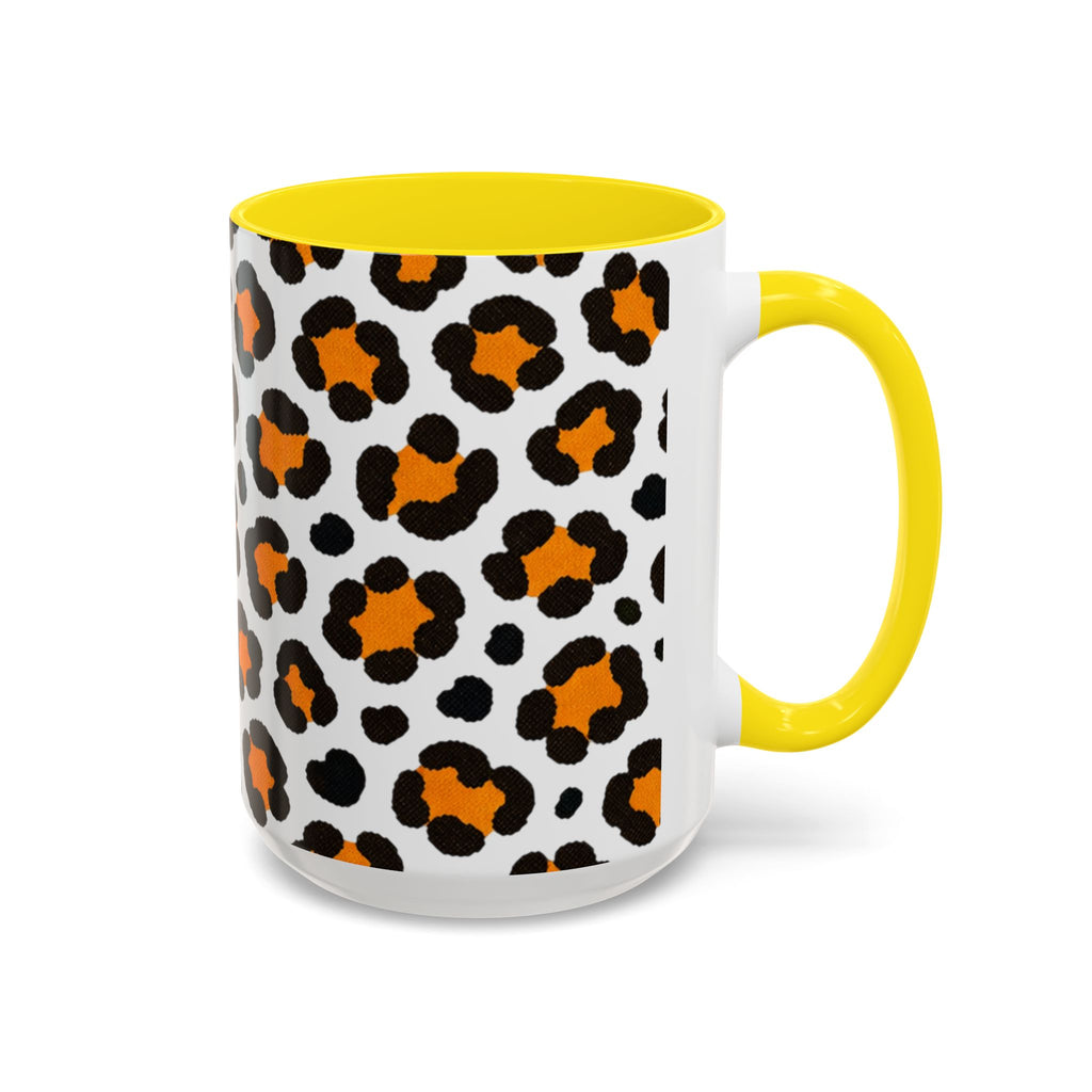 Leopard Print Accent Coffee Mug - Orange & Black Pattern 11/15oz