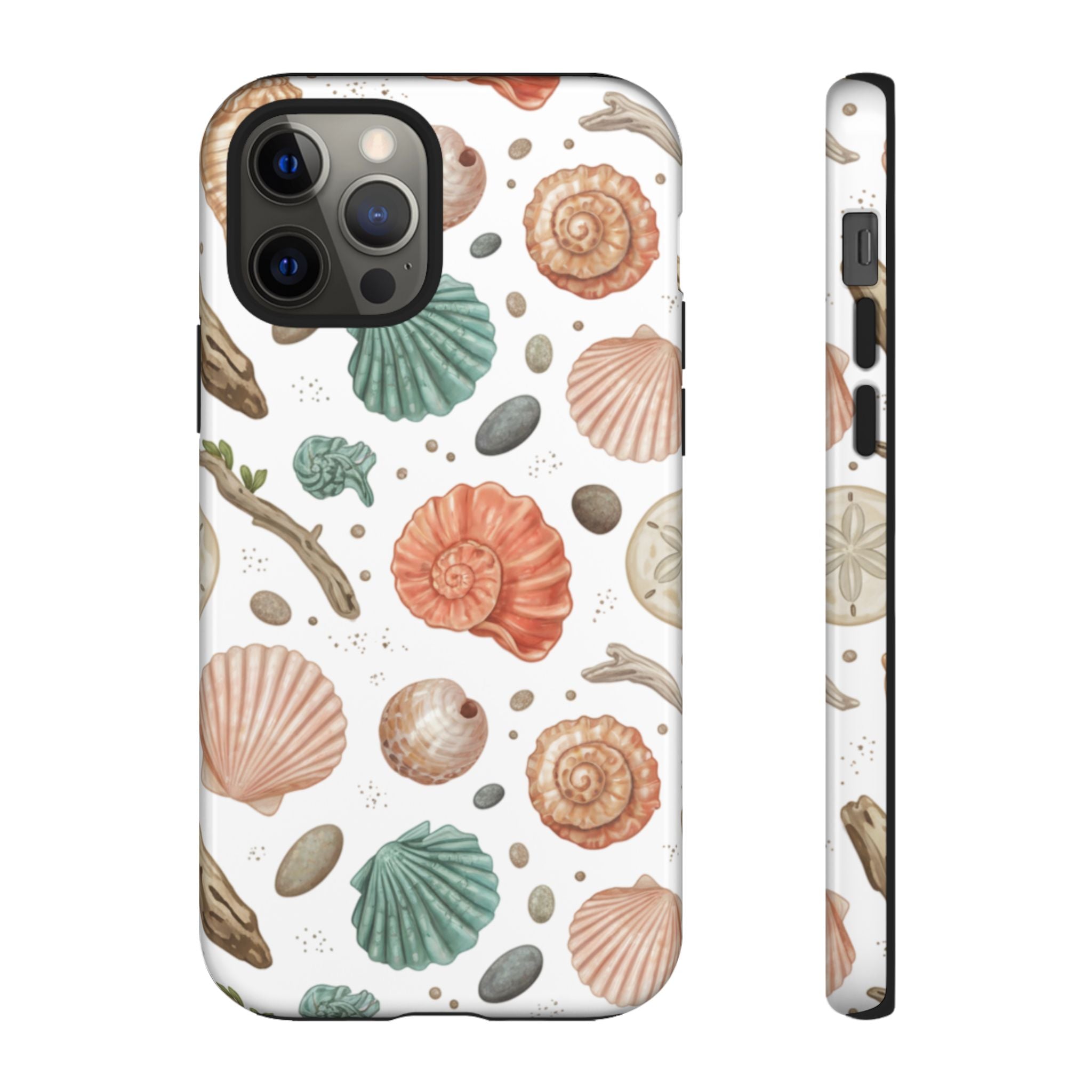 Seashell Pattern Phone Case - Coastal Beach Shells Protective Tough Case