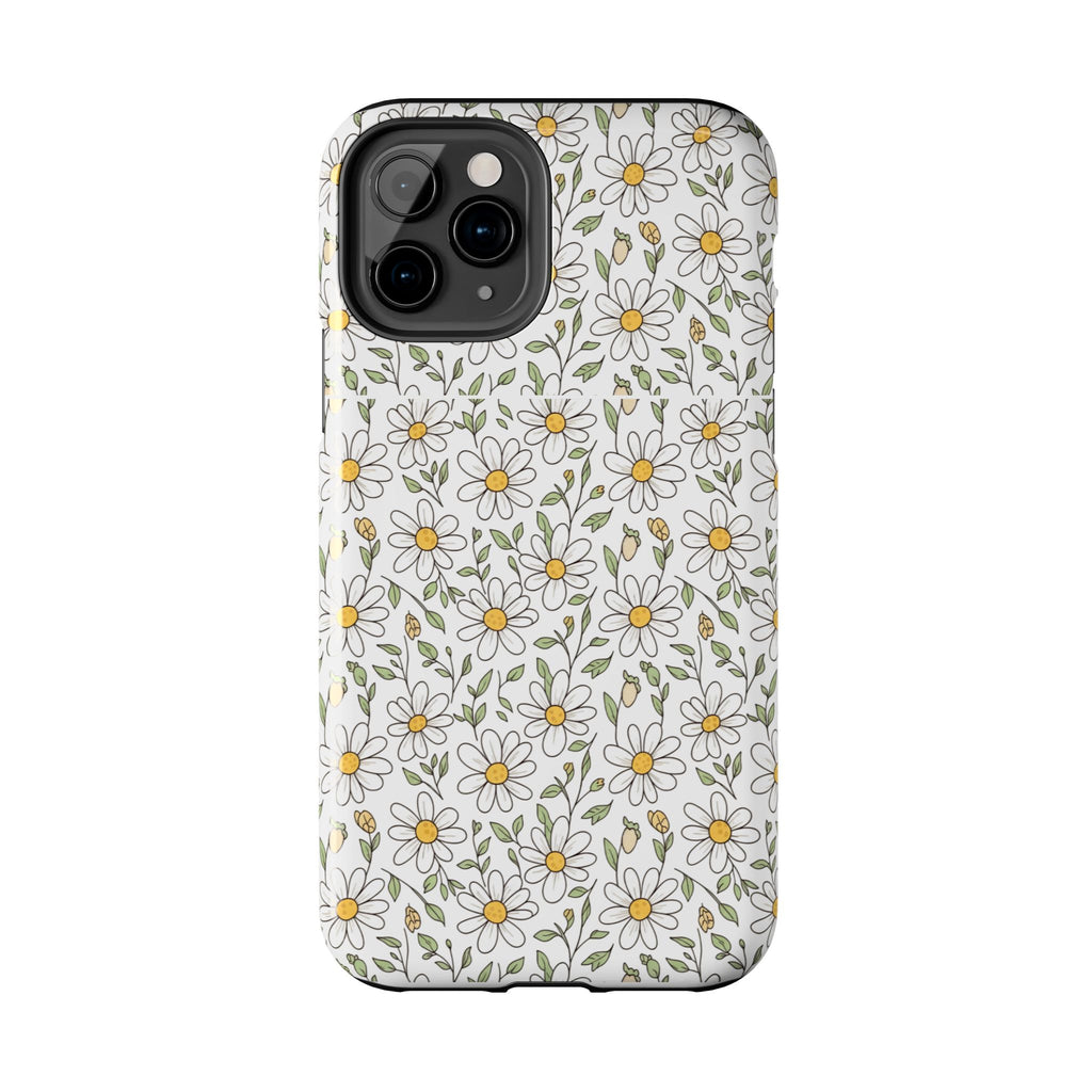 Daisy Floral Tough Phone Case — Protective White Spring Pattern