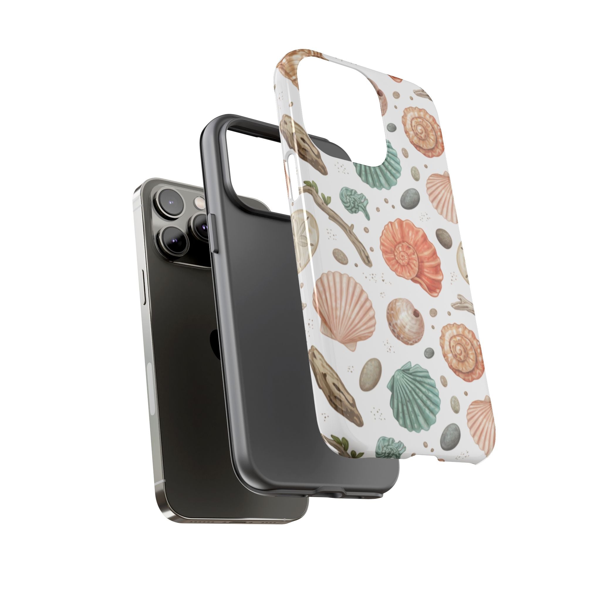 Seashell Pattern Phone Case - Coastal Beach Shells Protective Tough Case