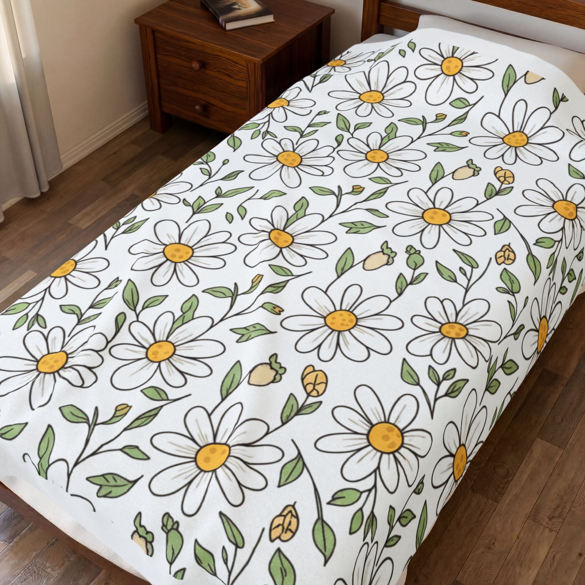 Daisy Floral Velveteen Plush Blanket