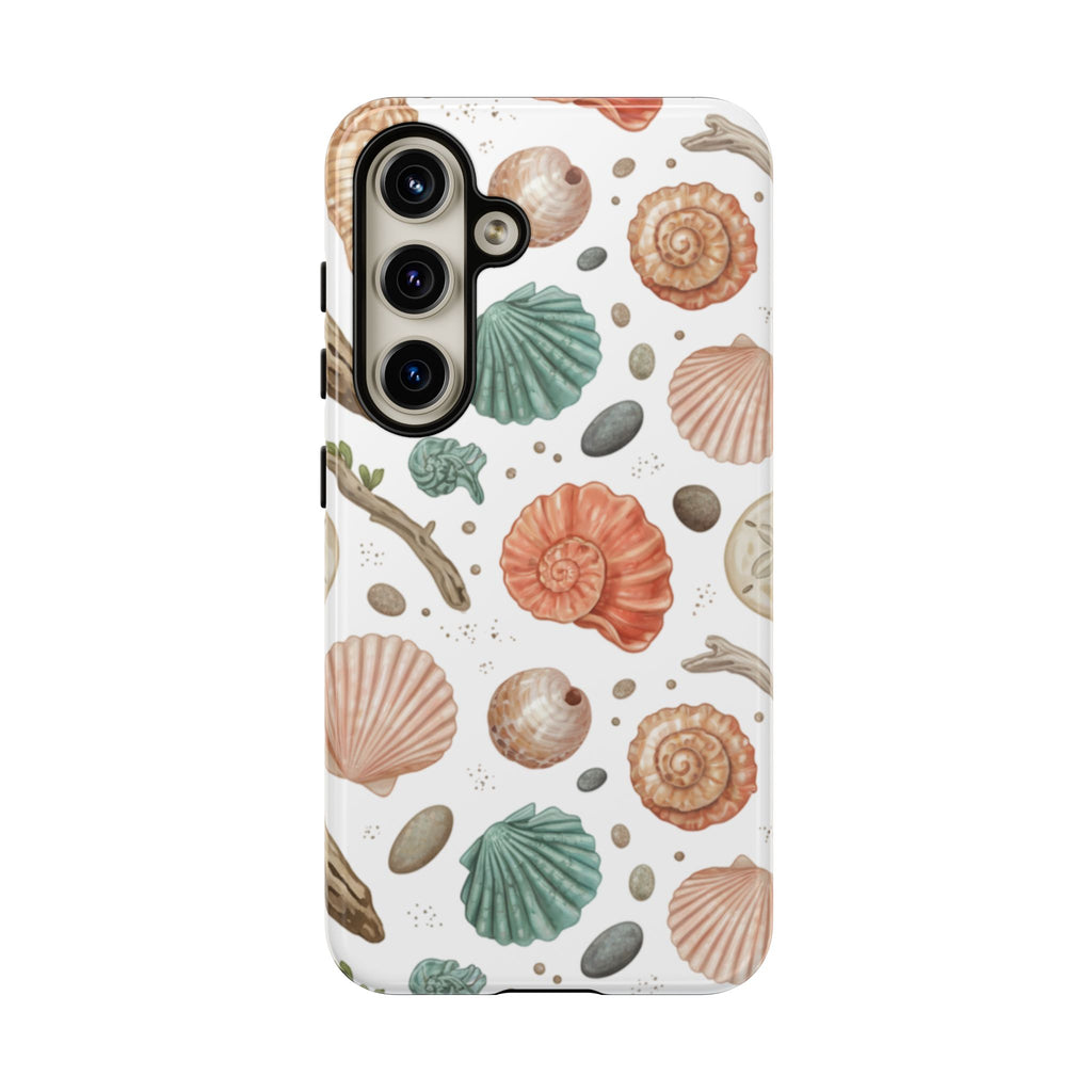 Seashell Pattern Phone Case - Coastal Beach Shells Protective Tough Case