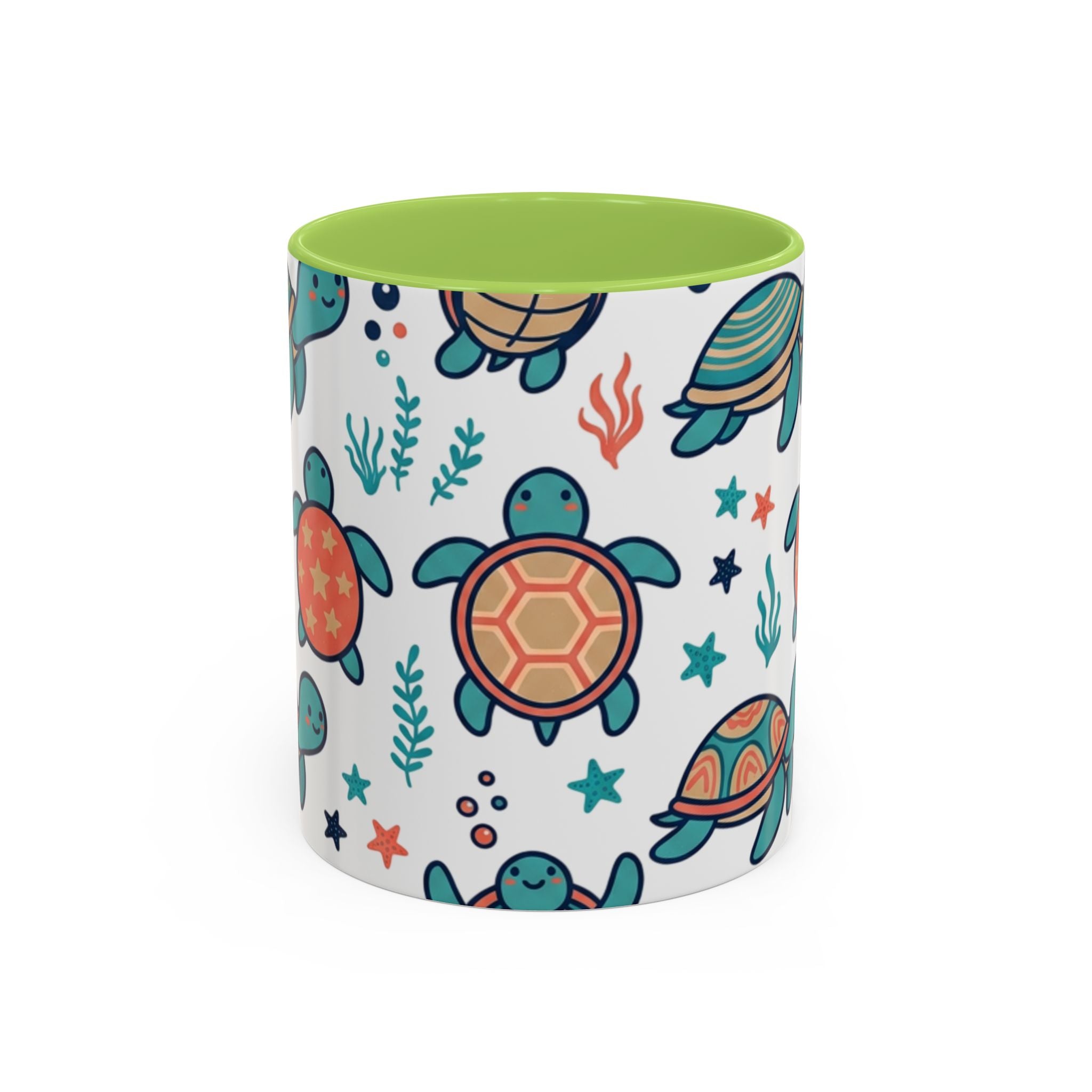 Turtle Pattern Coffee Mug — Cute Sea Turtle Accent Mug (11/15oz)