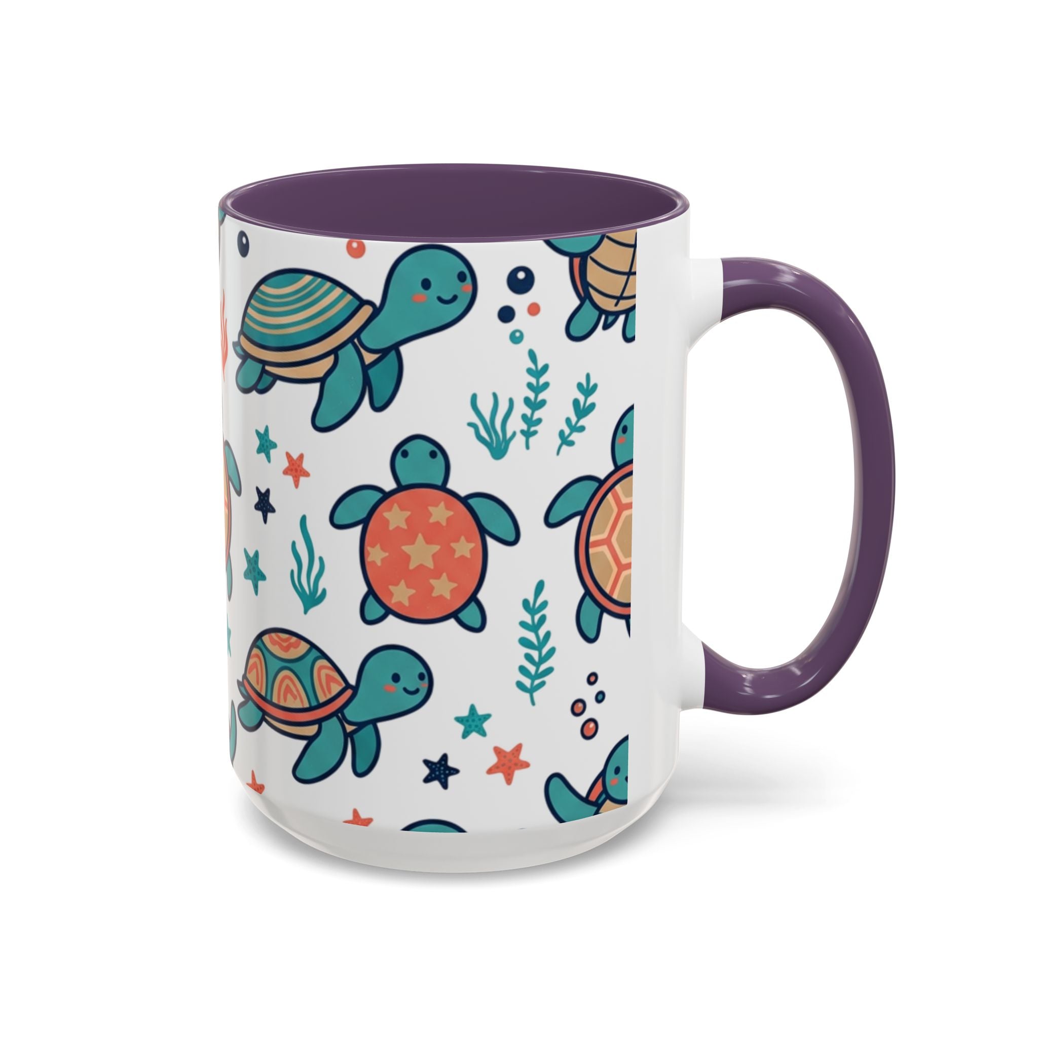 Turtle Pattern Coffee Mug — Cute Sea Turtle Accent Mug (11/15oz)
